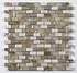 Cream Glass, Stone, Metal & Pearl Mix Mini Brick Mosaic - Hyperion Tiles