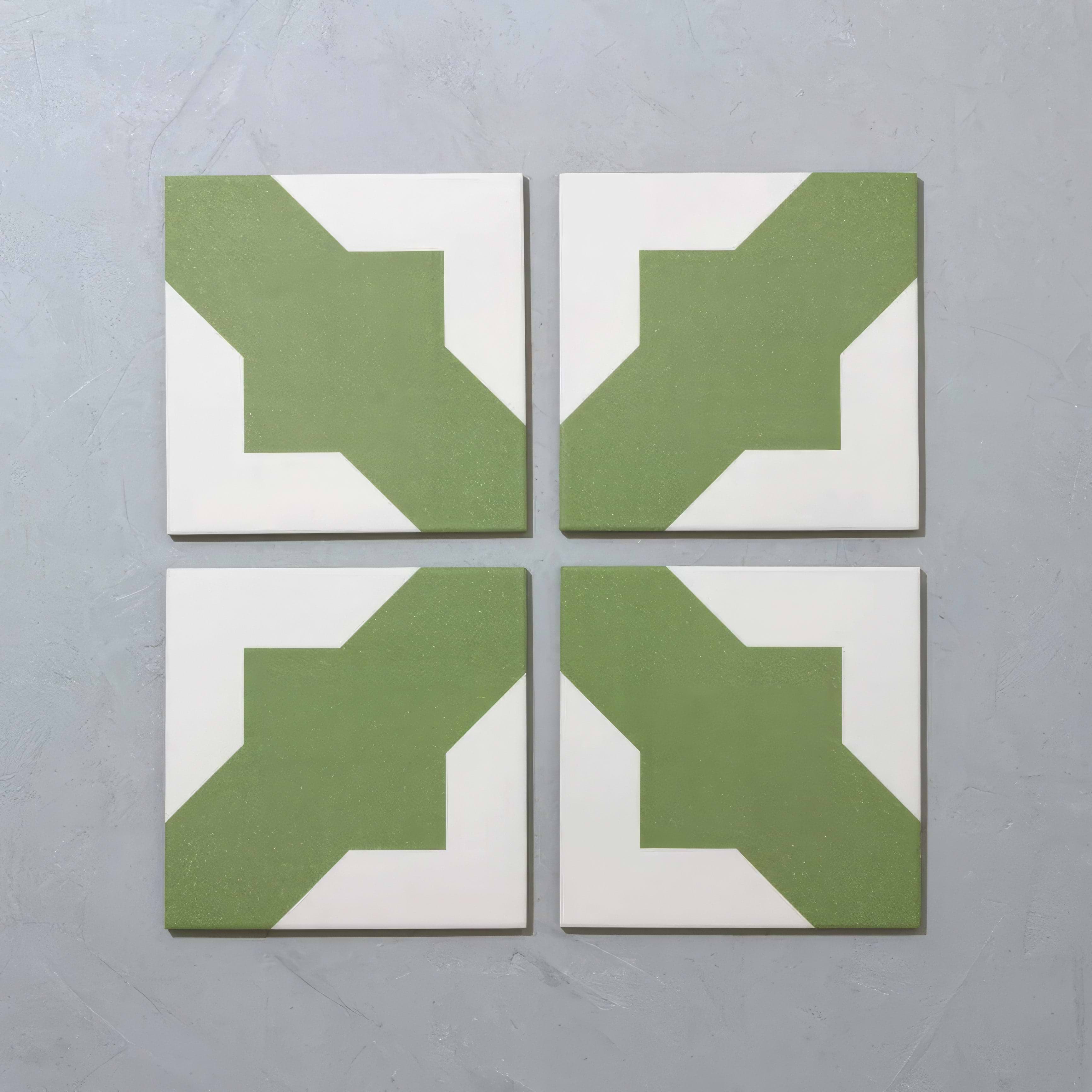 Crosses Forest Green Porcelain Tile - Hyperion Tiles