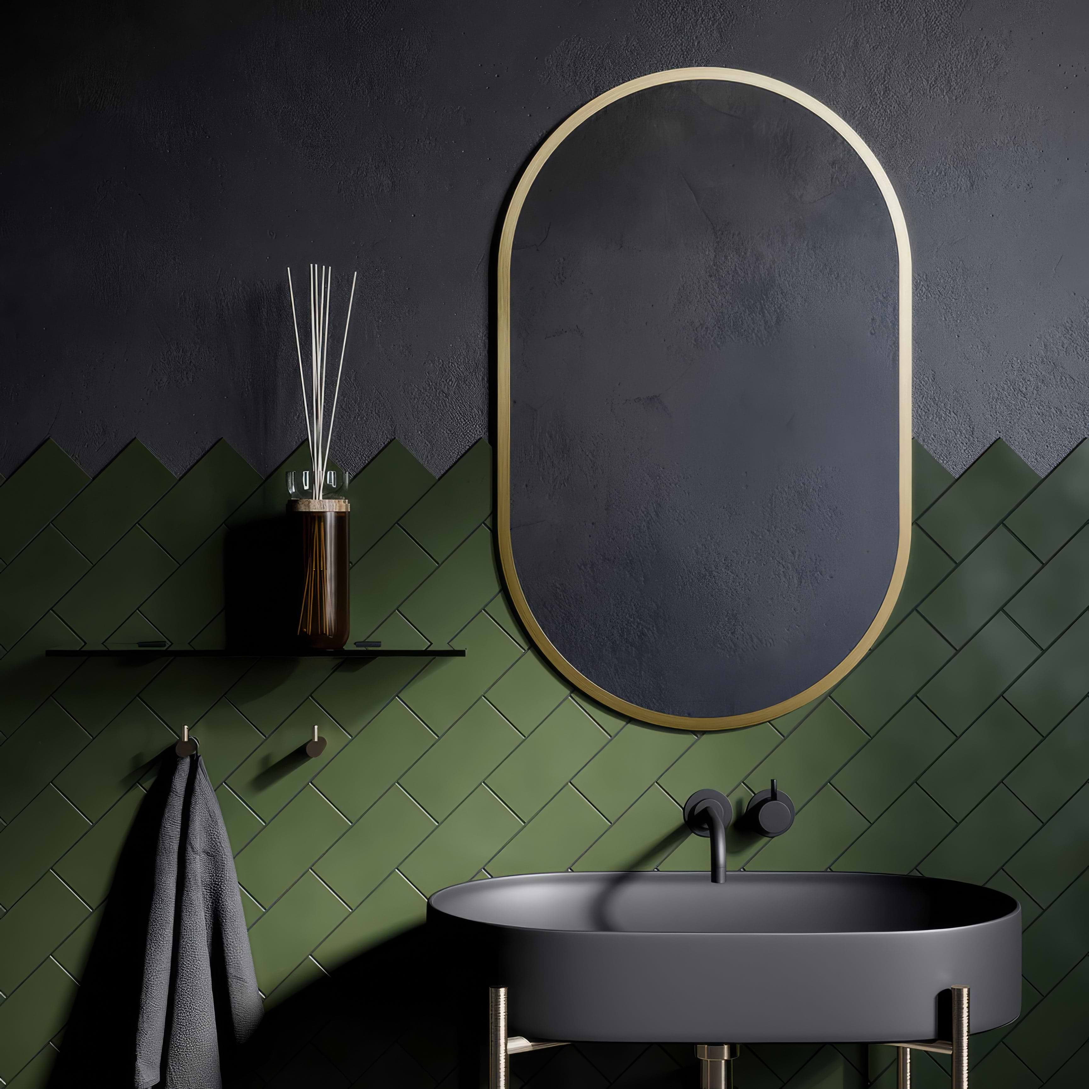 Docklands Capsule Mirror Brushed Brass Hyperion Tiles