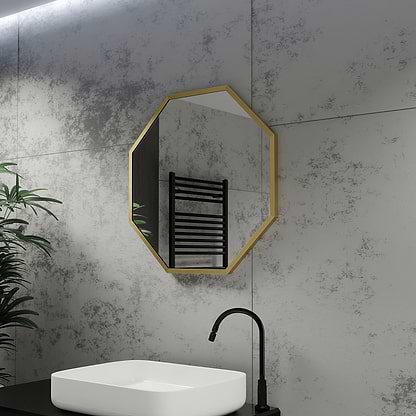 Docklands Octagon Mirror 60cm – Brushed Brass - Hyperion Tiles