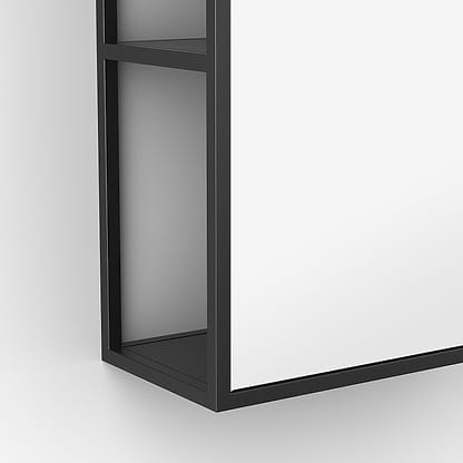 Dockside Mirror With Open Shelving 30x60cm in Black