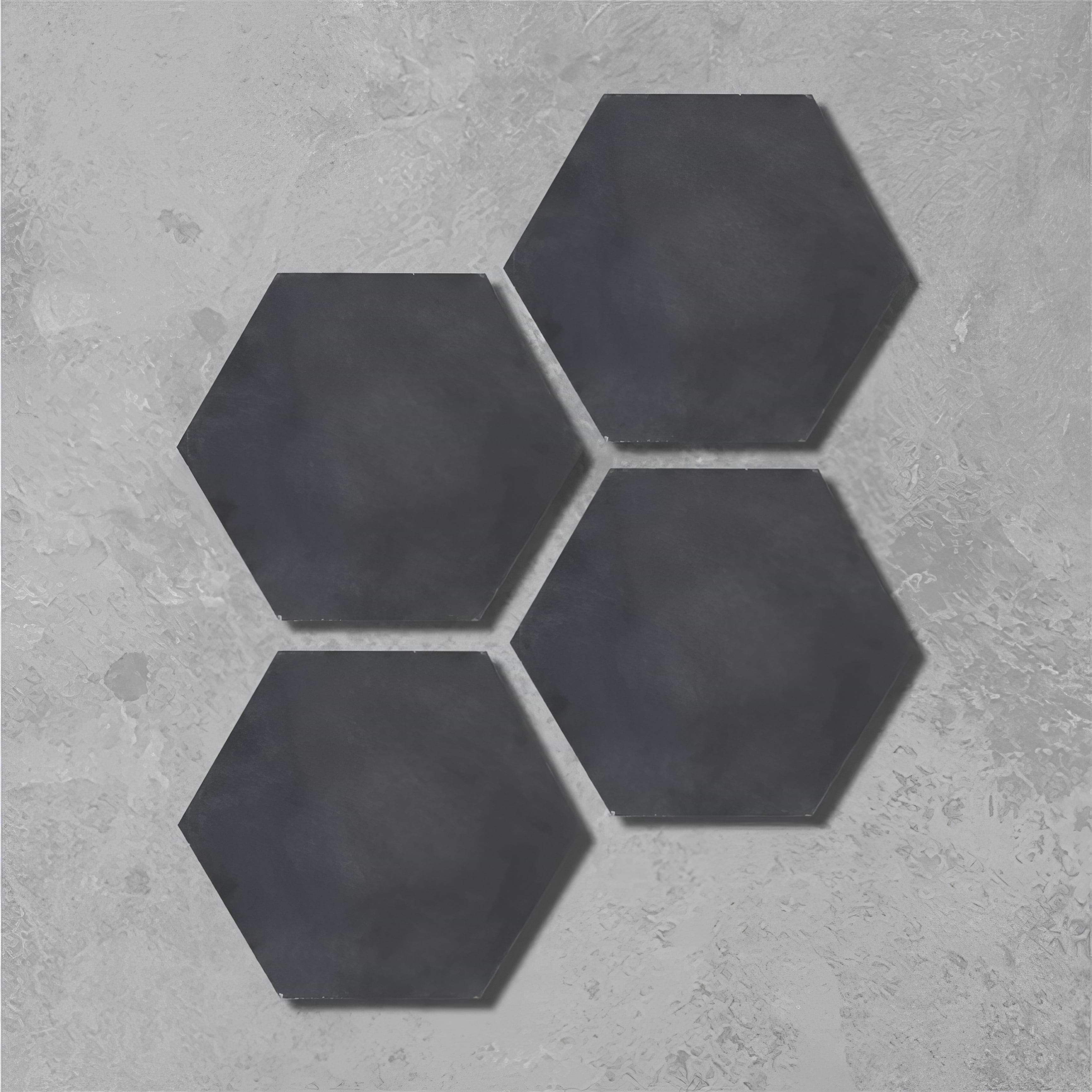 Ebony Black Hexagonal Tile - Hyperion Tiles