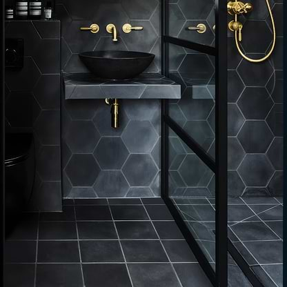 Ebony Black Square Tile - Hyperion Tiles