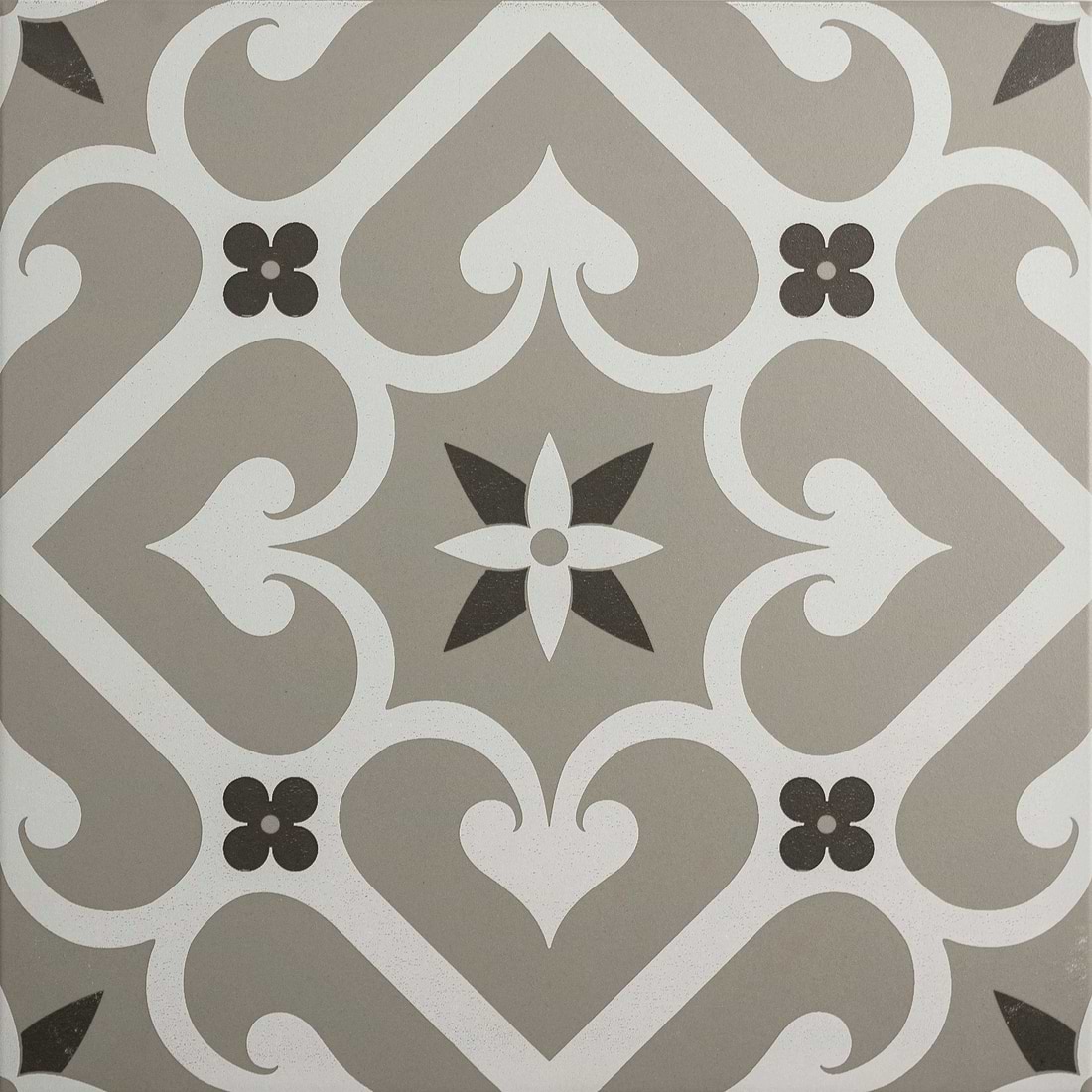 Epoque White &amp; Dark Grey on Grey - Hyperion Tiles