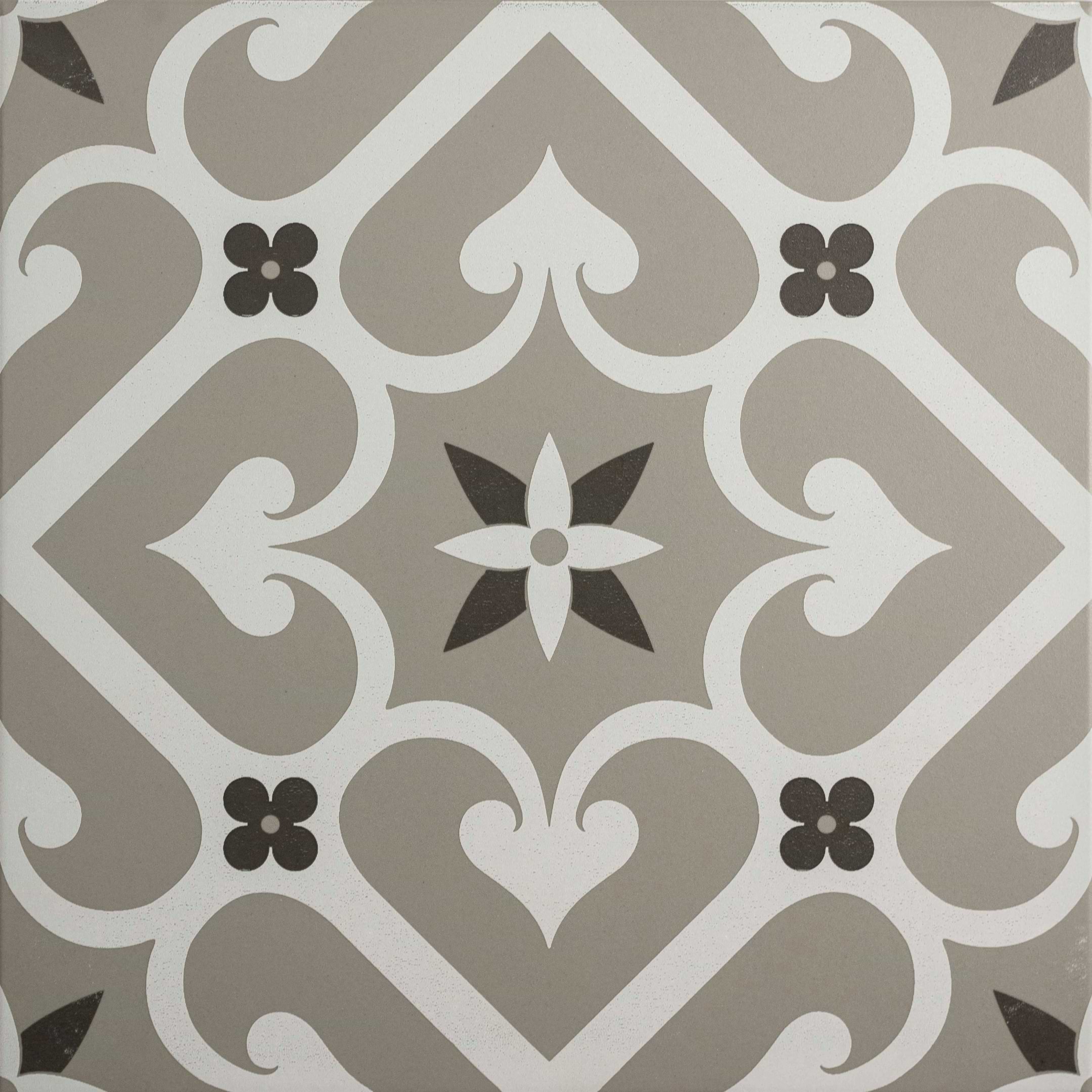 Epoque White & Dark Grey on Grey - Hyperion Tiles