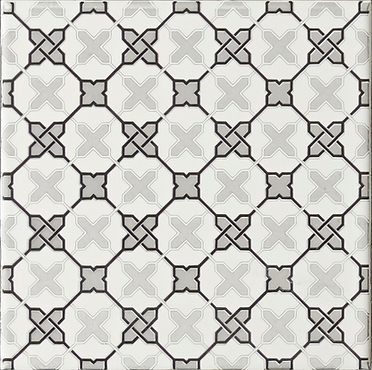 Filigree Grey on Brilliant White - Hyperion Tiles