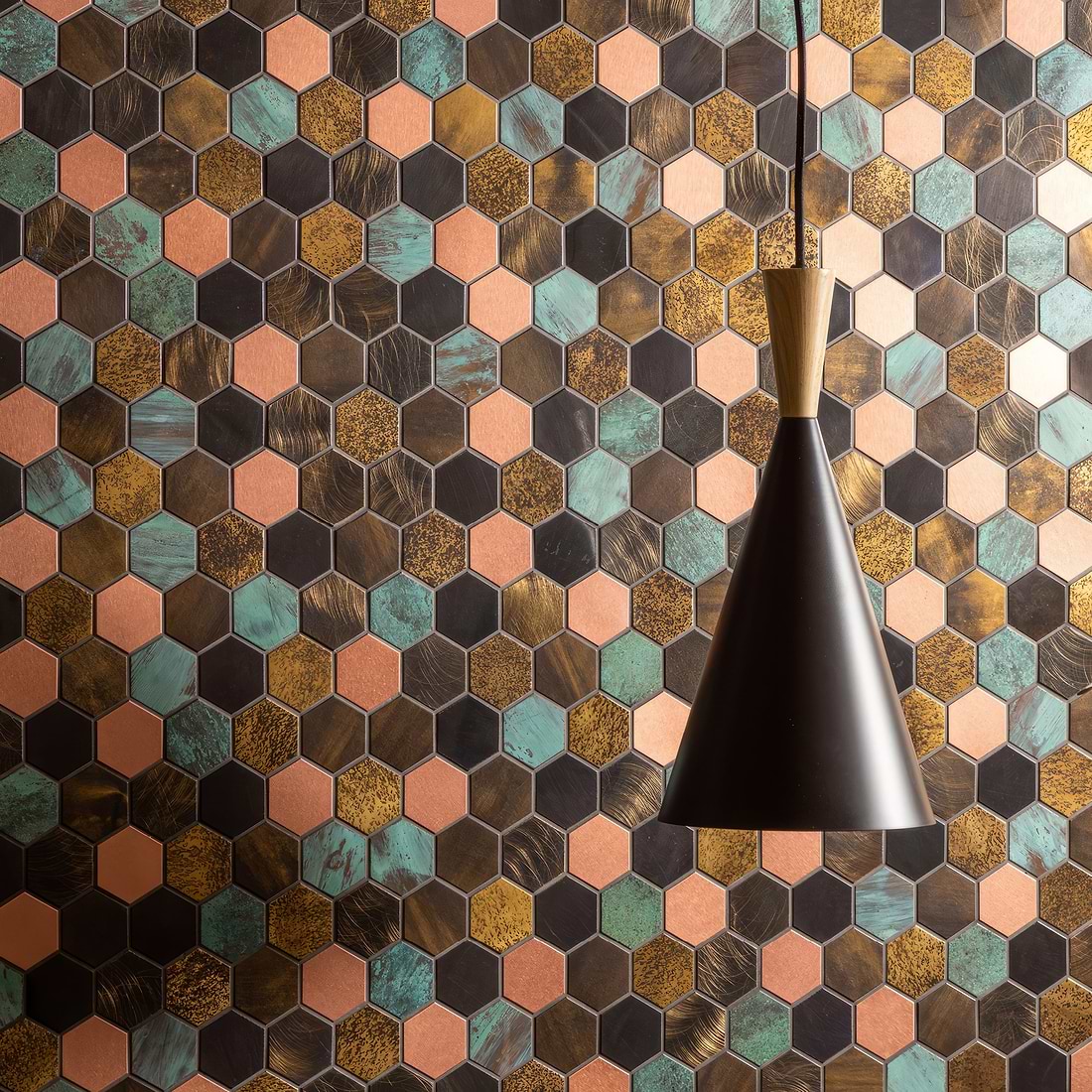 Flidor Mixed Colour Copper Mosaic - Hyperion Tiles
