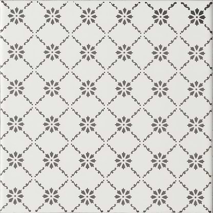 Floral Trellis Grey on Brilliant White - Hyperion Tiles