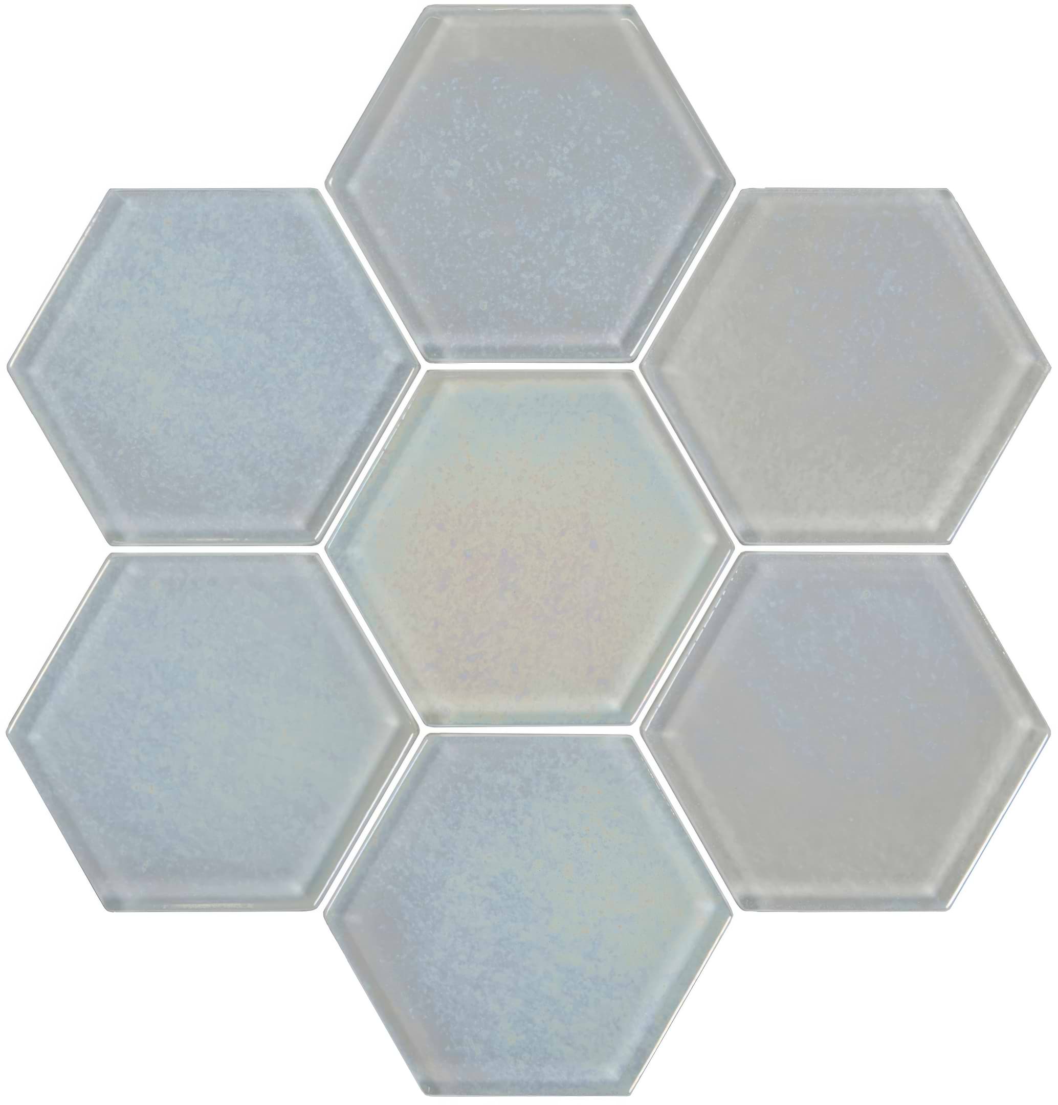 Futura Dichroic Hexagon Mosaic Textured Hexagon Mosaic - Hyperion Tiles