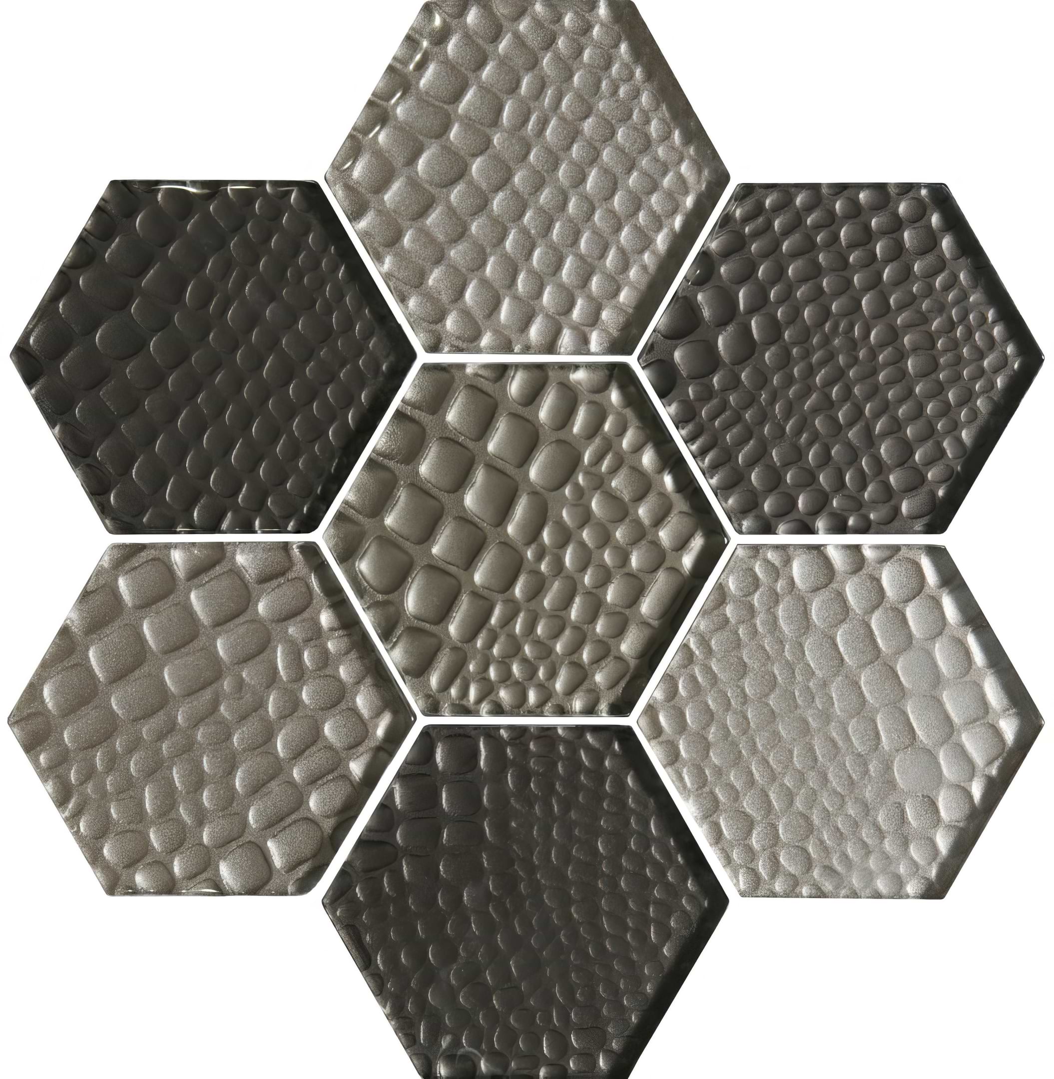 Futura Sepia Hexagon Mosaic Textured Hexagon Mosaic - Hyperion Tiles
