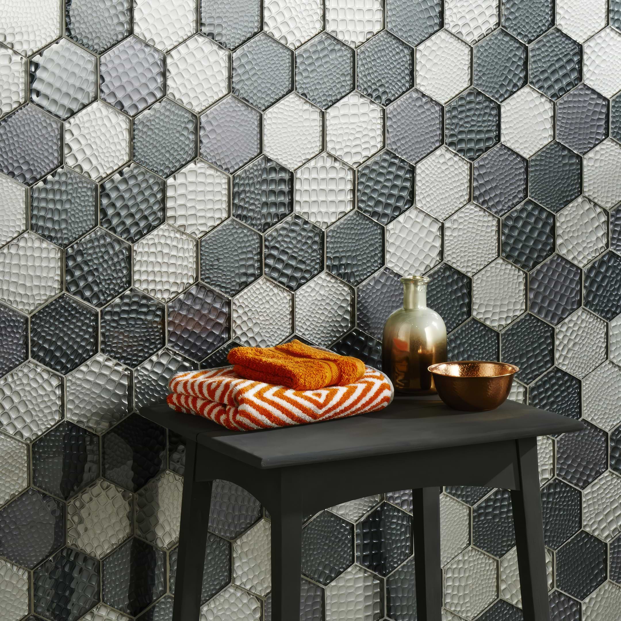 Futura Zirconia Hexagon Mosaic Textured Hexagon Mosaic - Hyperion Tiles