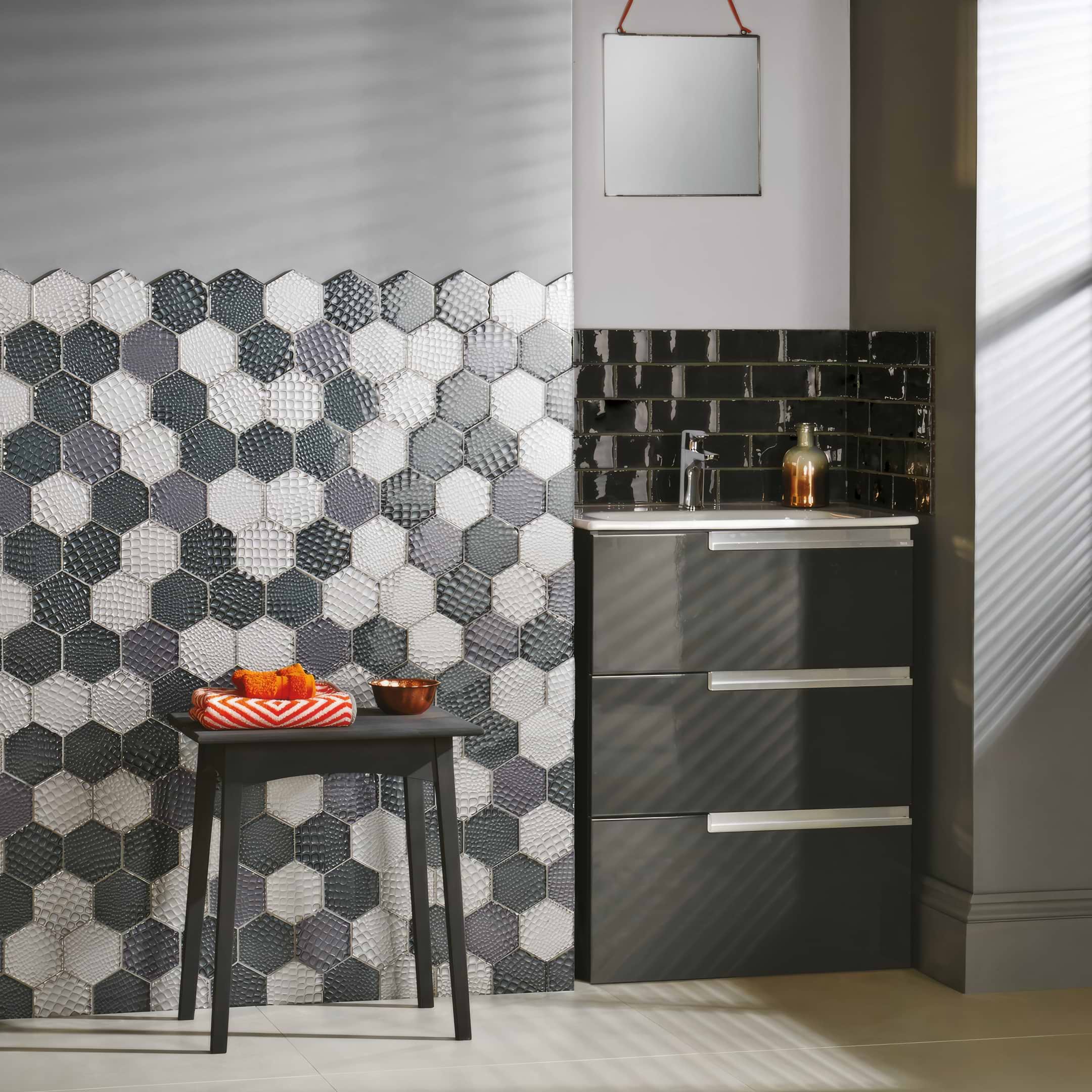 Futura Zirconia Hexagon Mosaic Textured Hexagon Mosaic - Hyperion Tiles