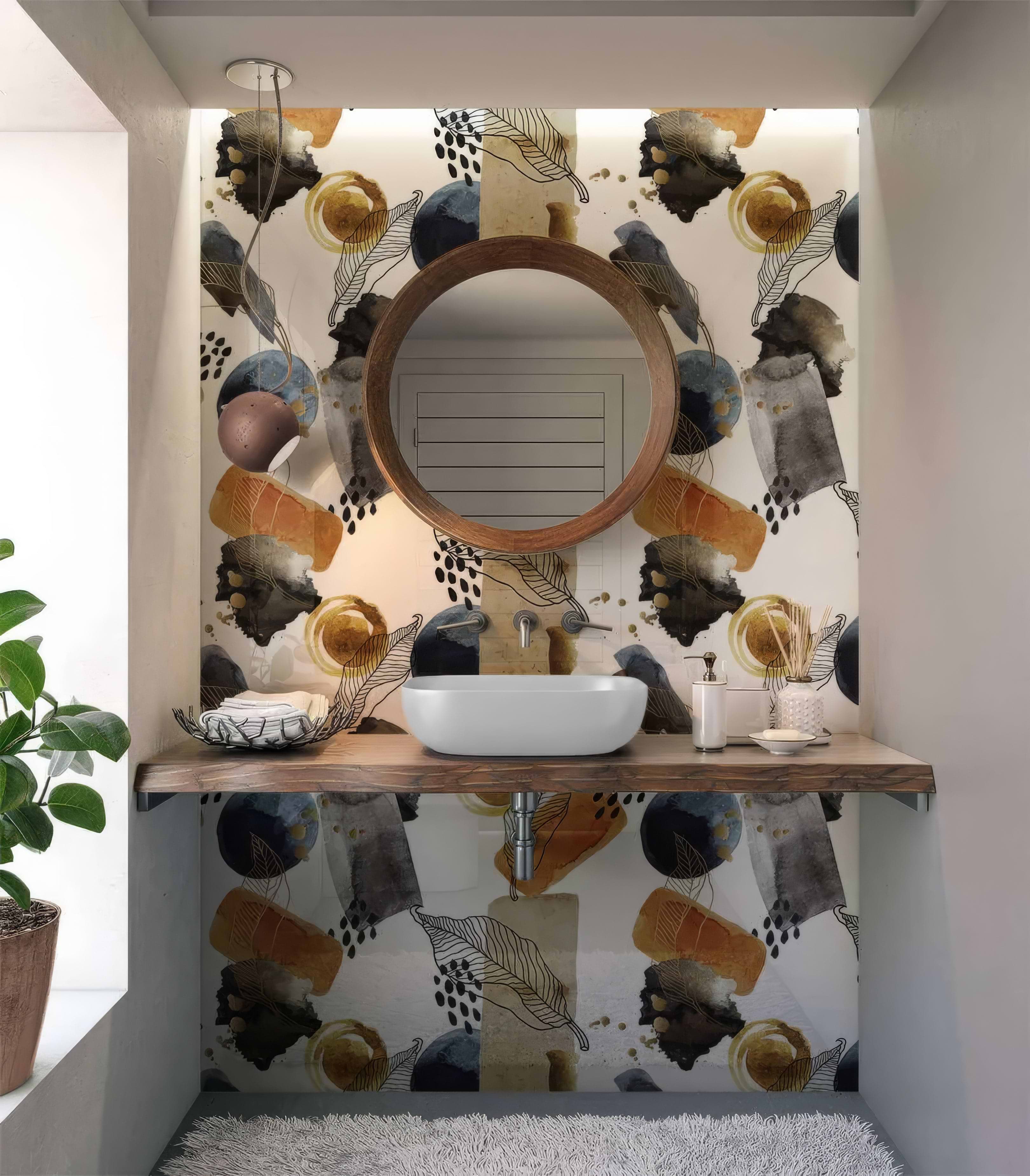 Gold Navy Watercolour Shower Panel By Hyperion Tiles