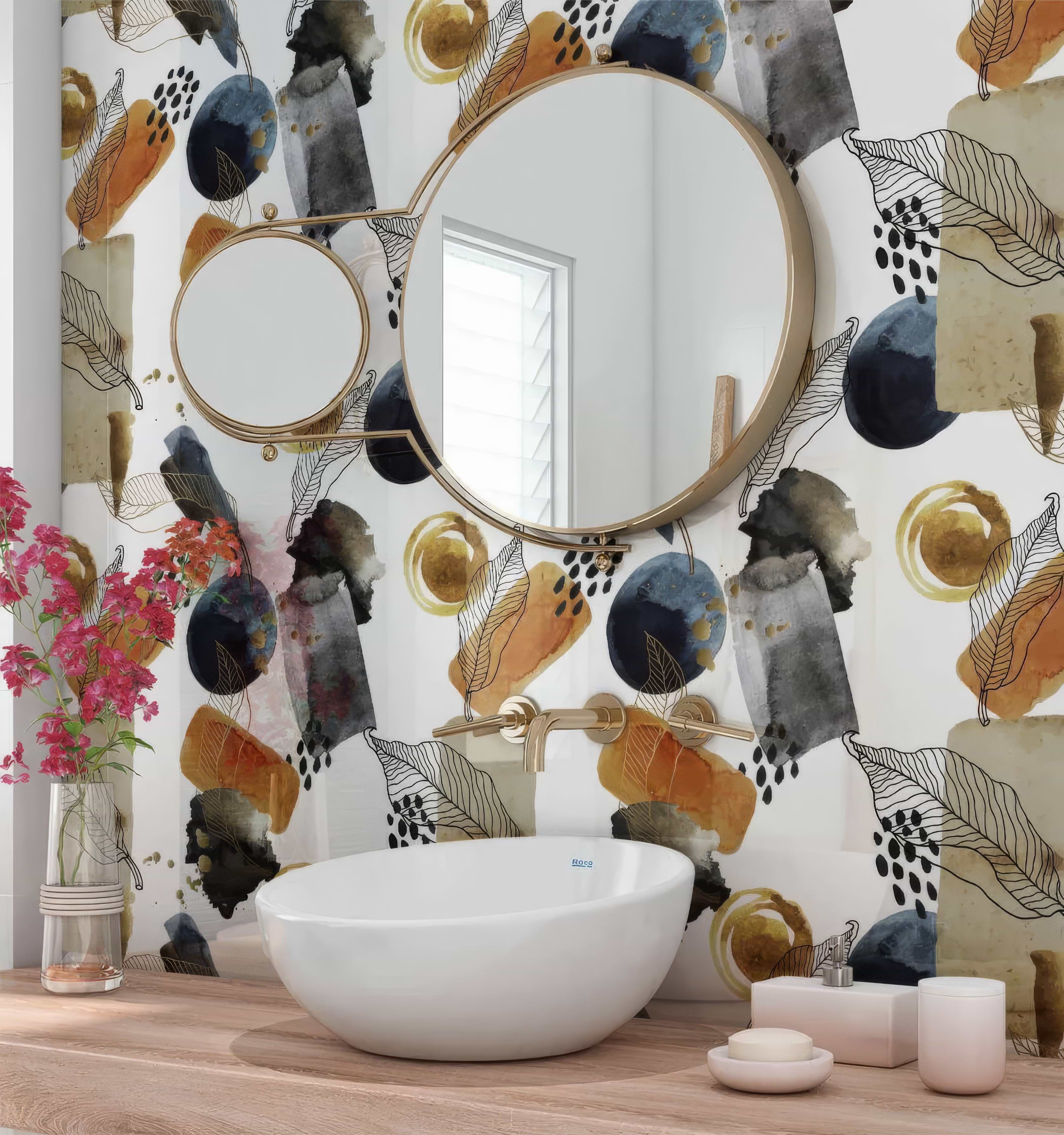 Gold Navy Watercolour Shower Panel By Hyperion Tiles