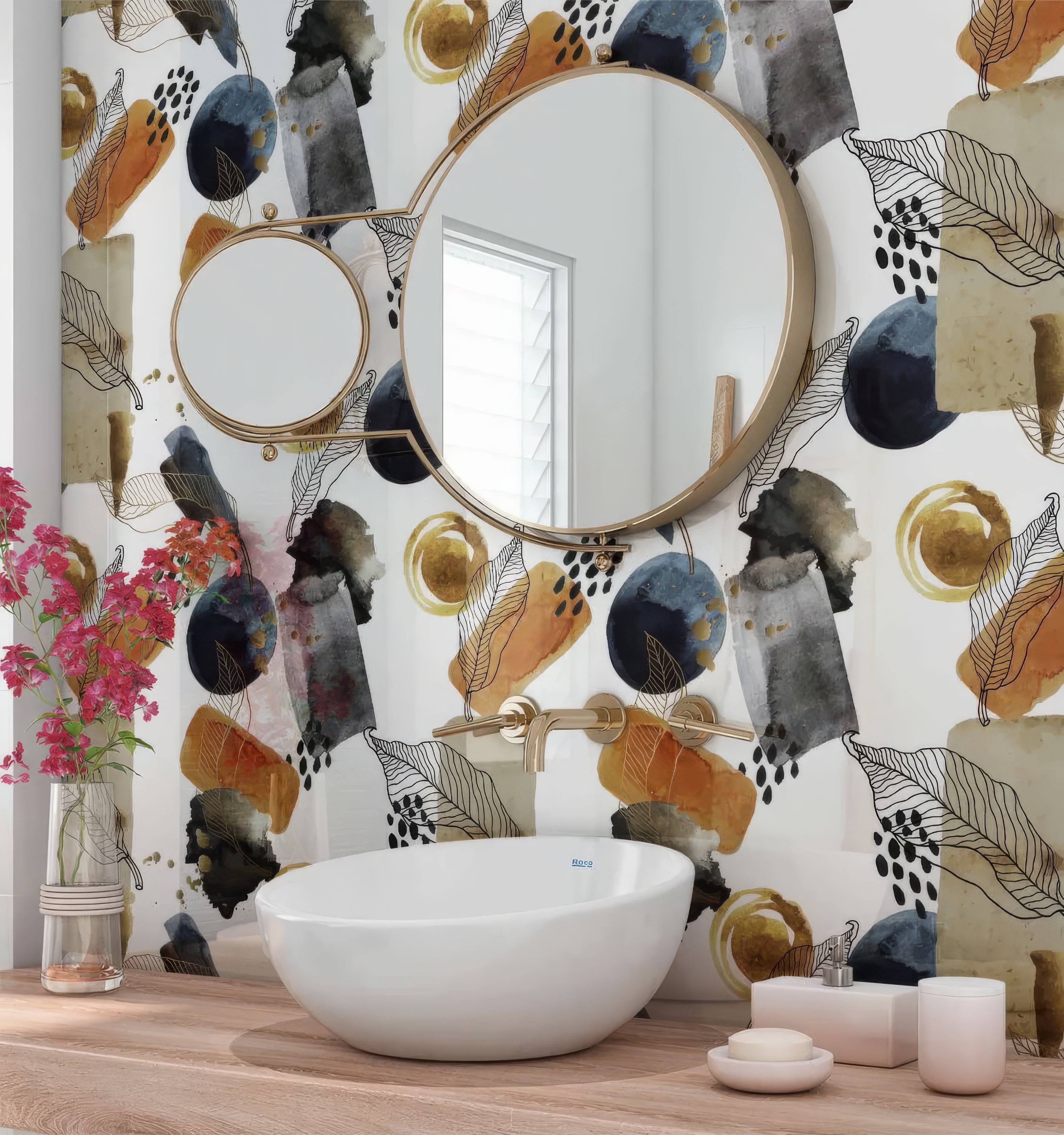 Gold Navy Watercolour Shower Panel By Hyperion Tiles