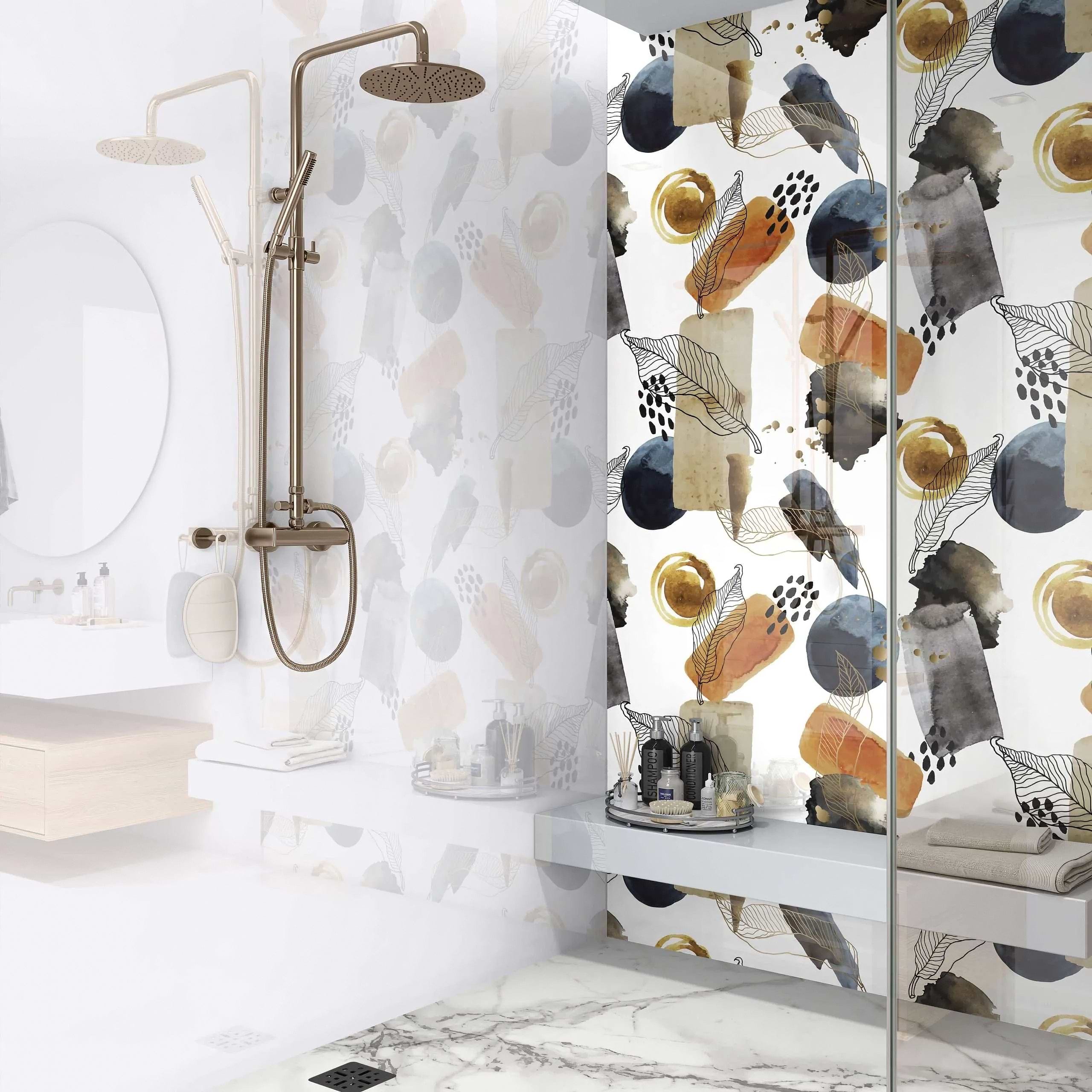 Gold Navy Watercolour Shower Panel By Hyperion Tiles
