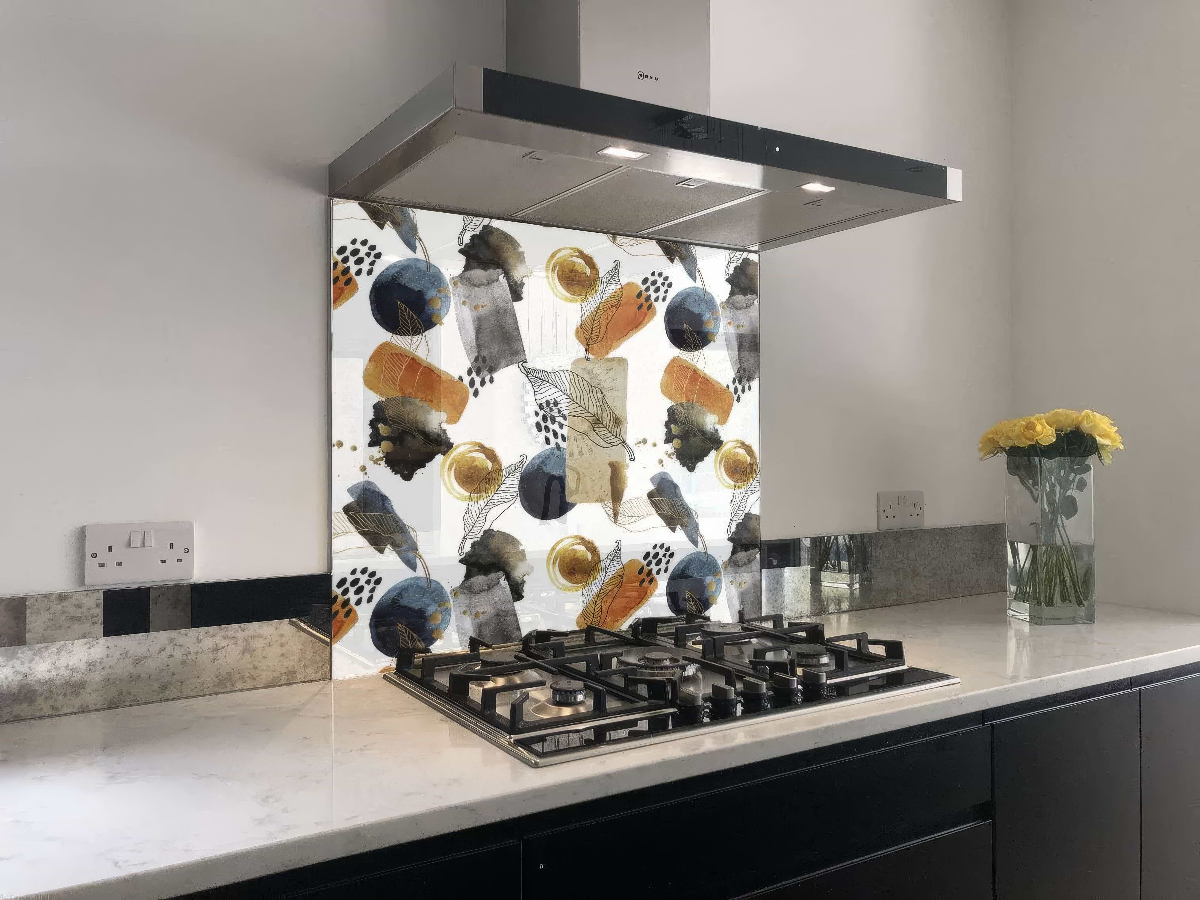 Gold Navy Watercolour Shower Panel By Hyperion Tiles