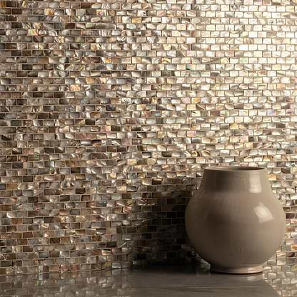 Gold Pearl Brickbond Shell Mosaic - Hyperion Tiles