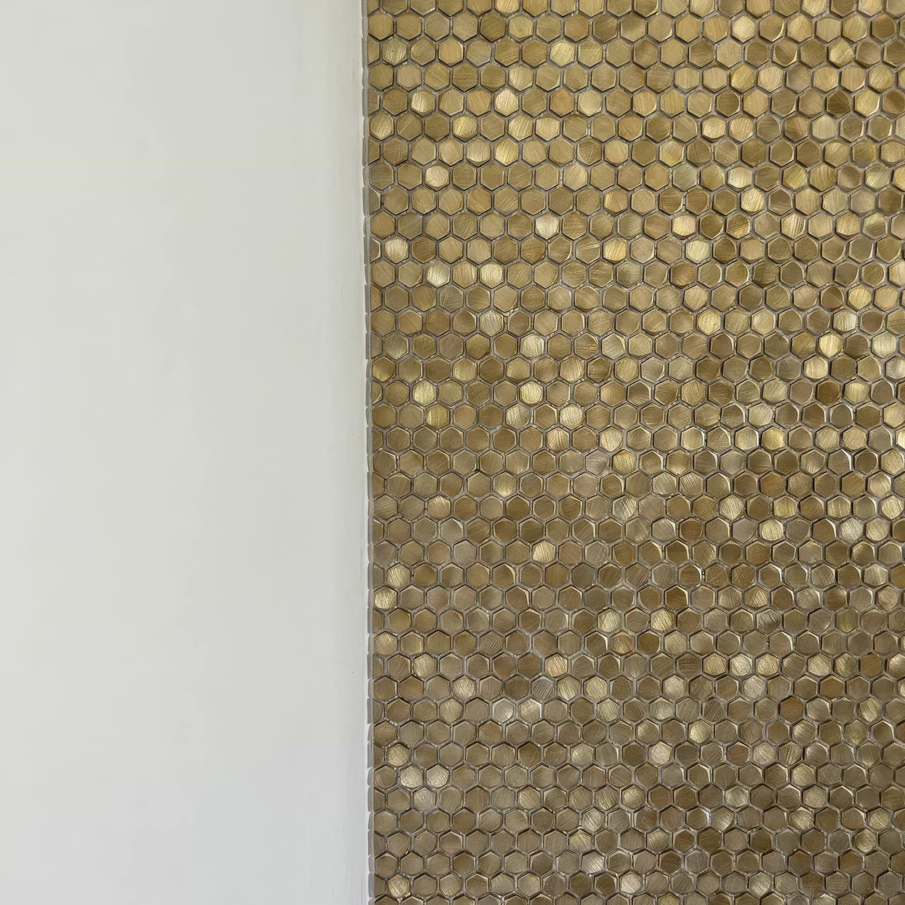 Gravity Aluminium Hexagon Gold Mosaic By Hyperion Tiles