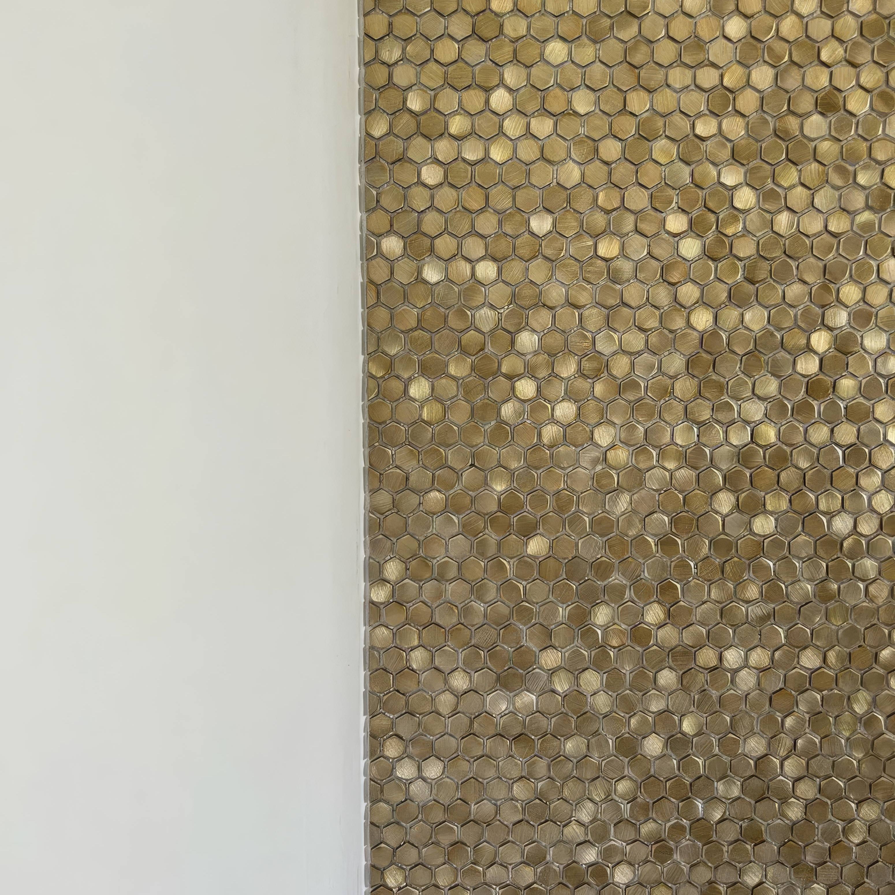 Gravity Aluminium Hexagon Gold Mosaic By Hyperion Tiles
