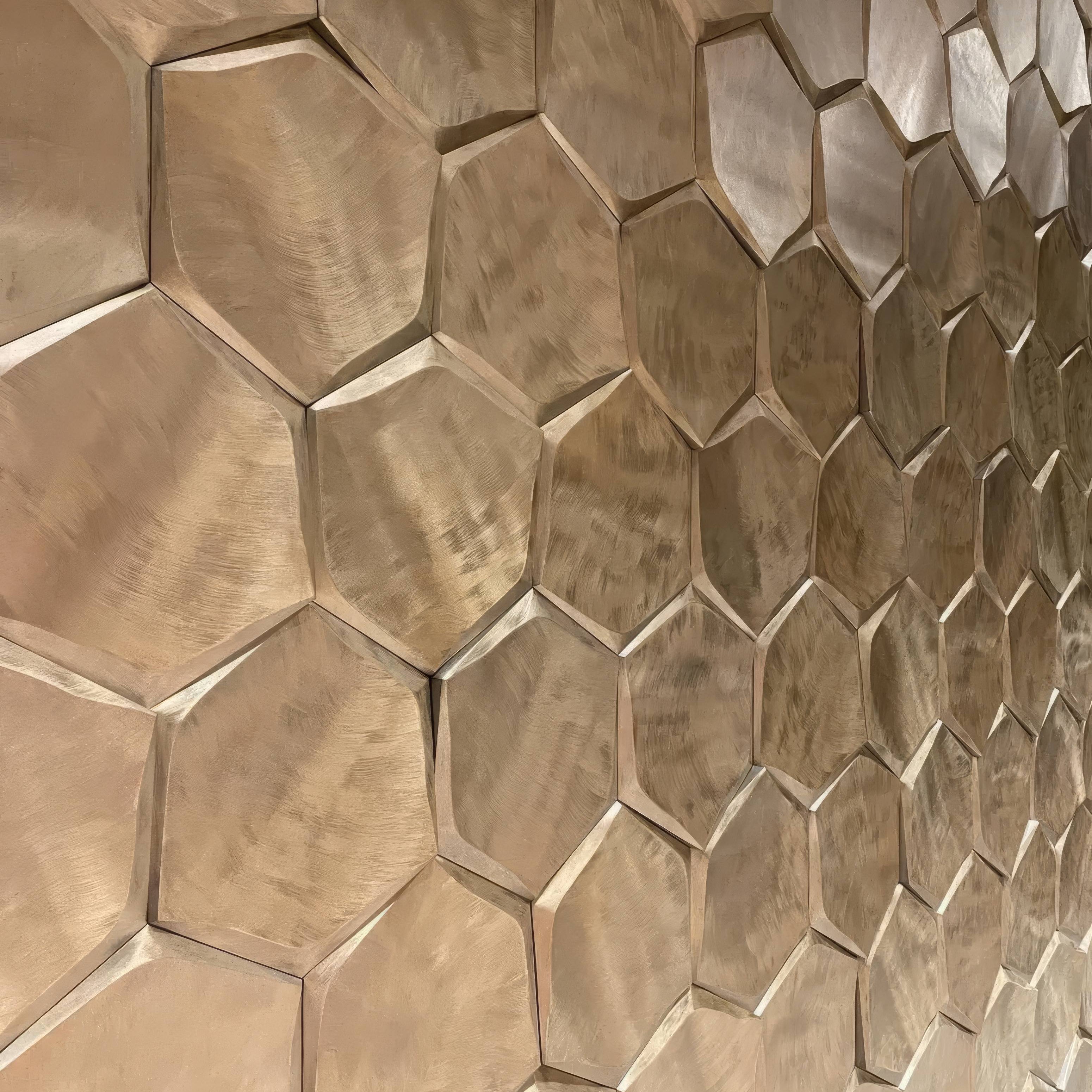 Gravity Aluminium Hexagon Gold Mosaic By Hyperion Tiles