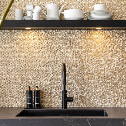 Gravity Aluminium Hexagon Gold Mosaic By Hyperion Tiles