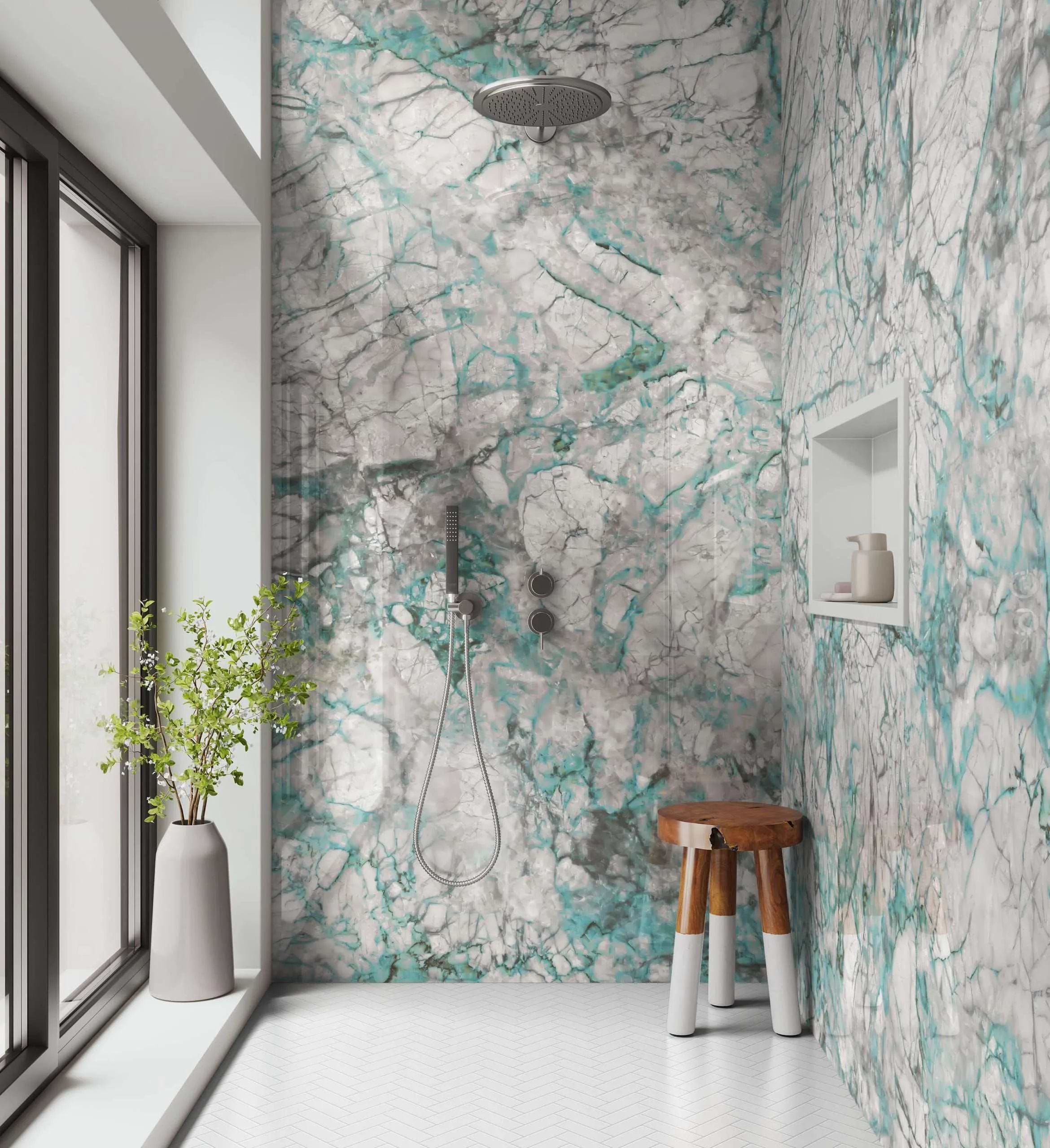 Shower Panel Green Marble By Hyperion Tiles