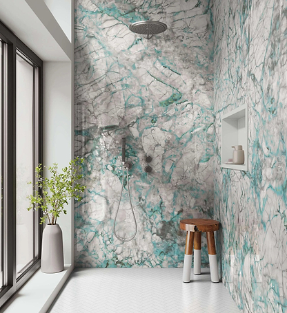 Shower Panel Green Marble By Hyperion Tiles