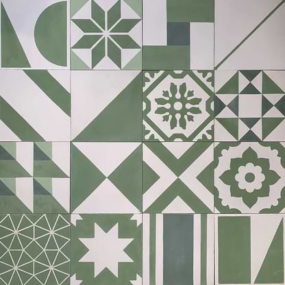 Green Handmade Patchwork Tile - Hyperion Tiles
