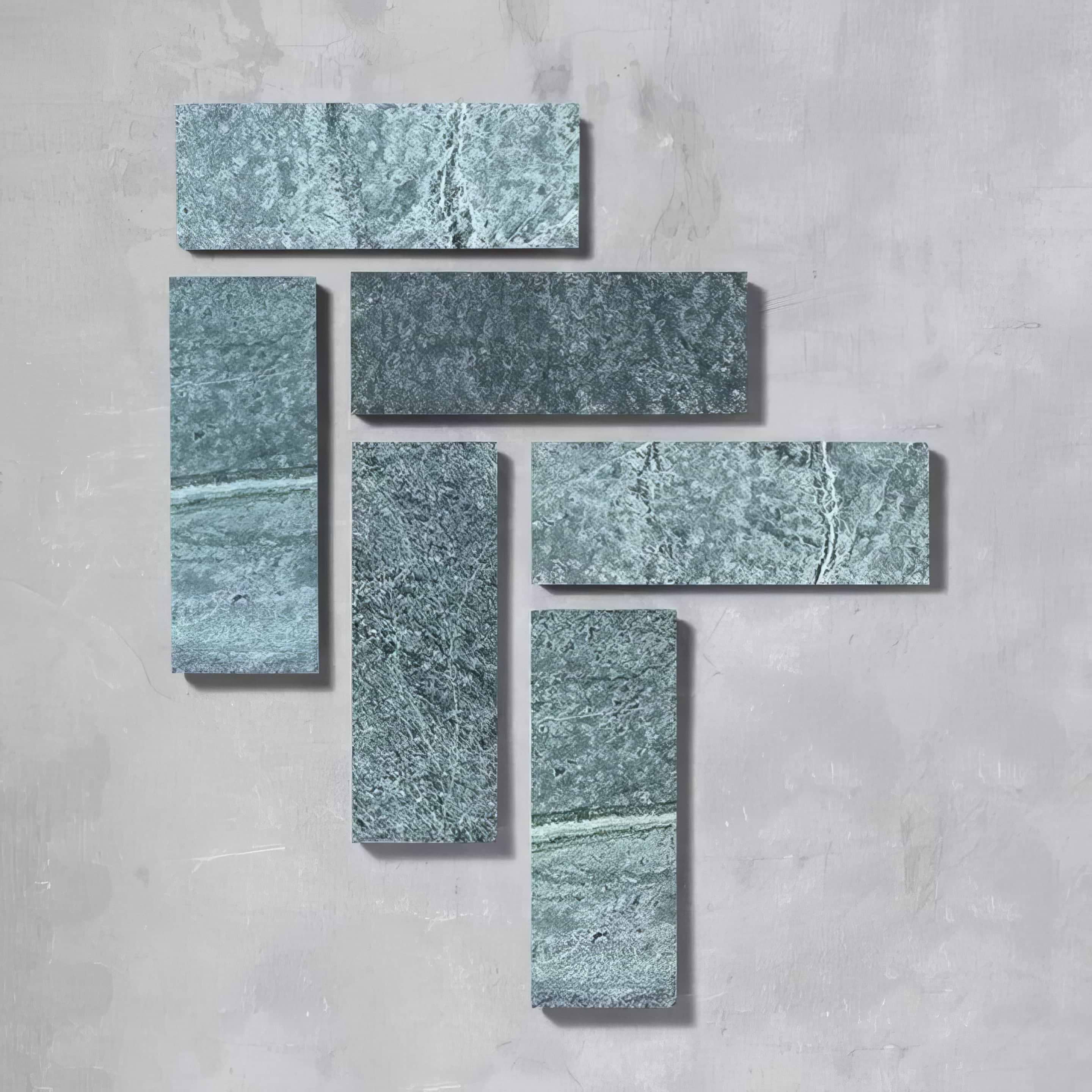 Green Herringbone Honed Marble Tile - Hyperion Tiles
