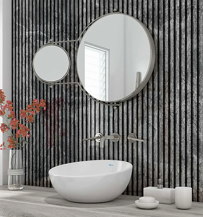 Shower Panel Grey Concrete Slat Effect By Hyperion Tiles