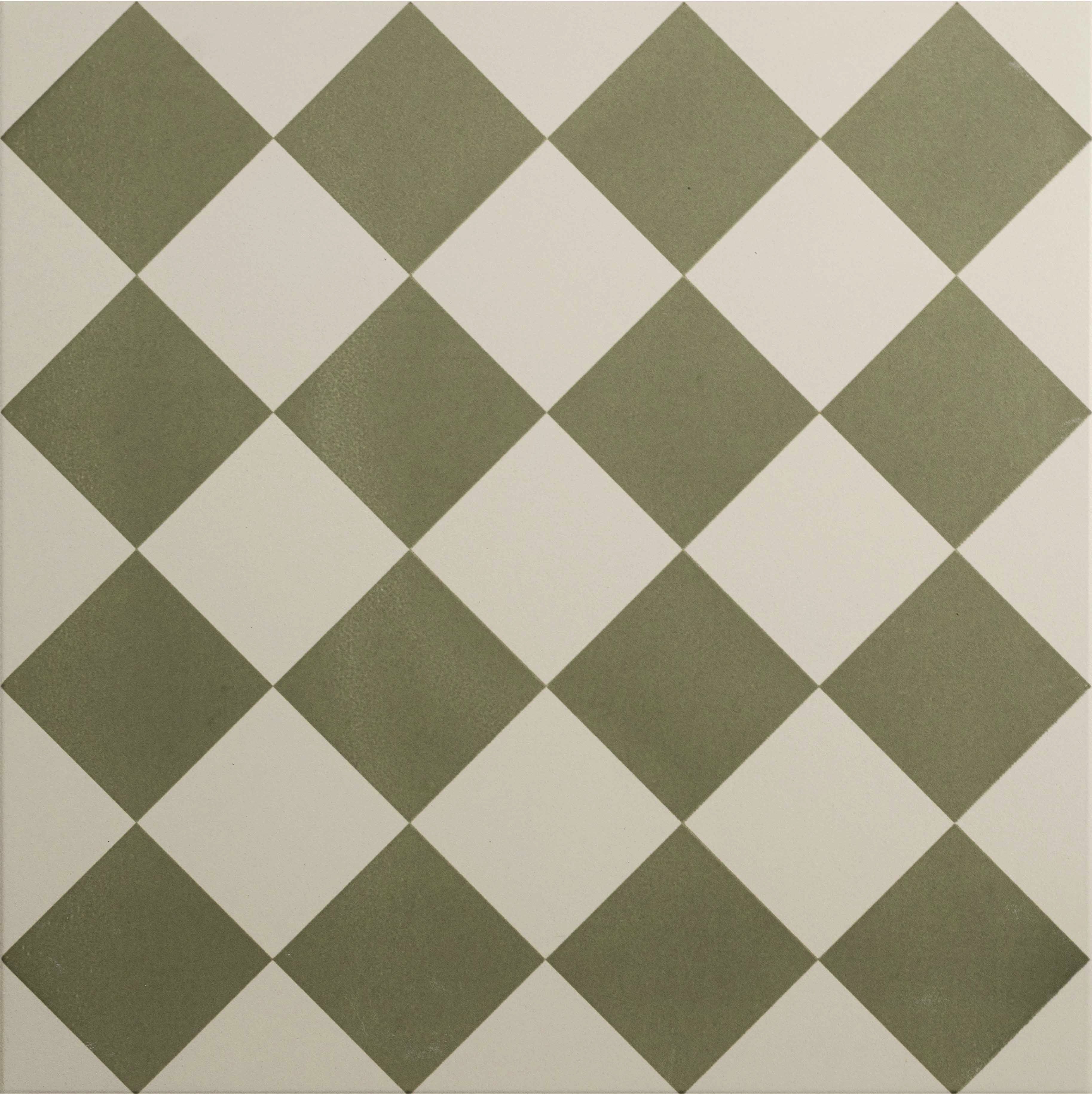 Harlequin Small Green on Chalk - Hyperion Tiles