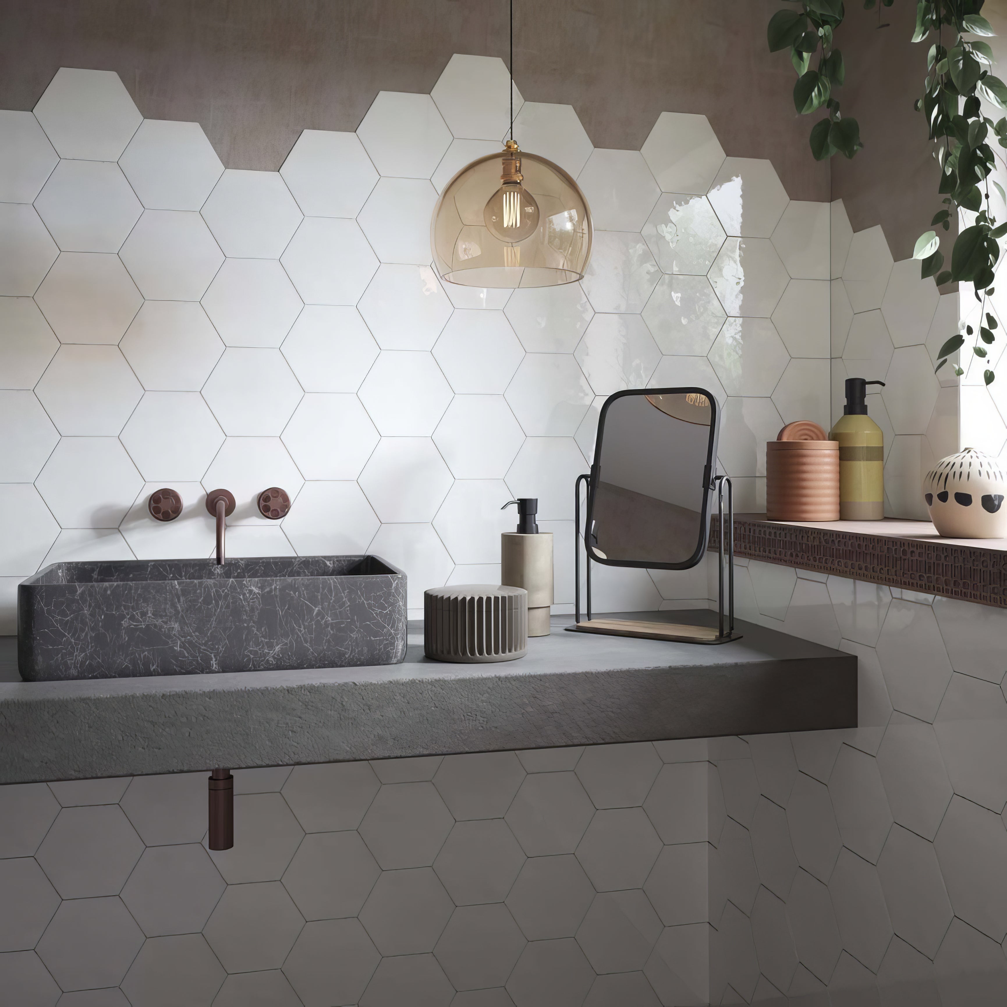 Hope White Hexagon Gloss Ceramic Wall - Hyperion Tiles