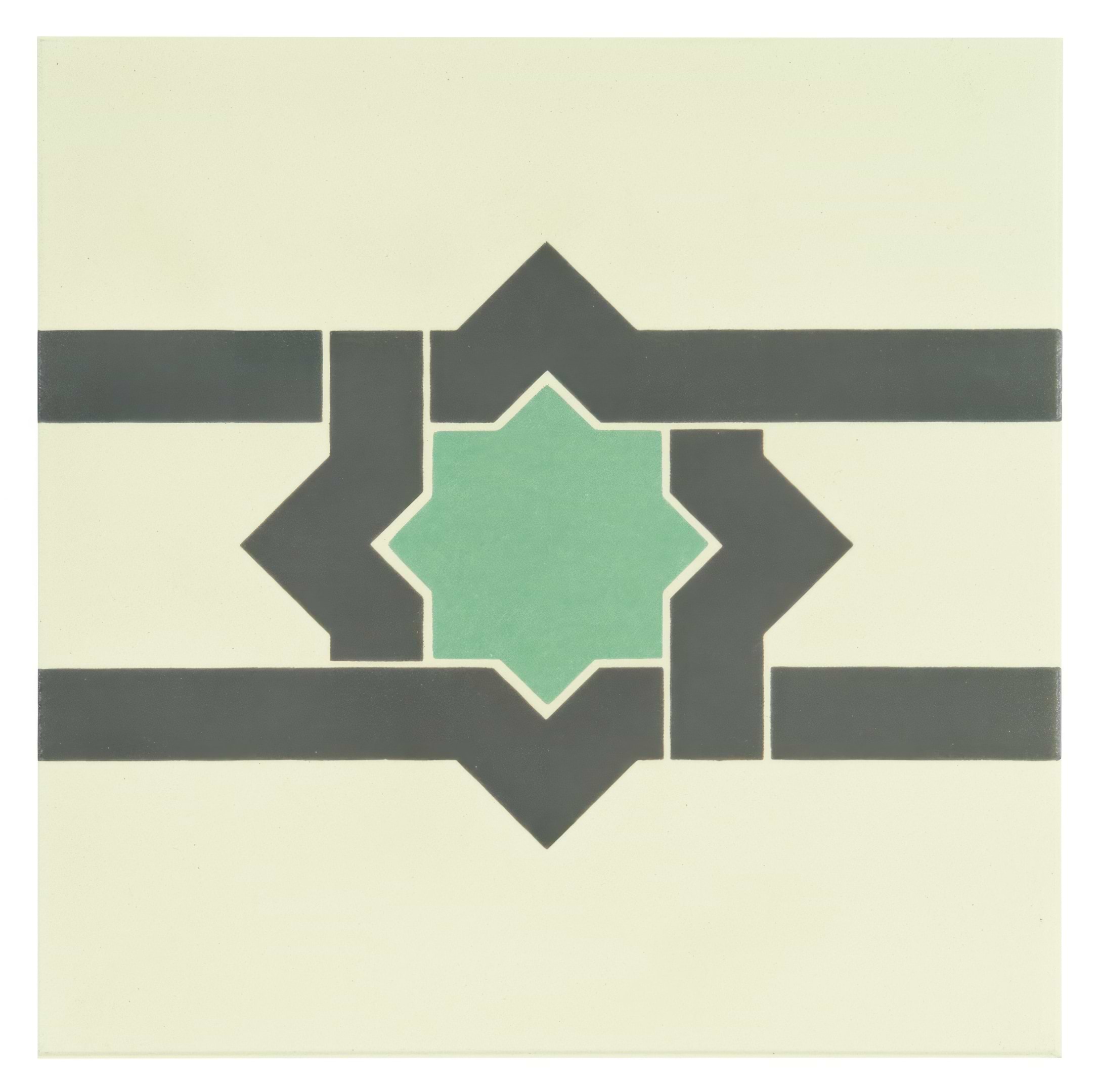Iberian Border Dark Grey and Dark Jade on White - Hyperion Tiles