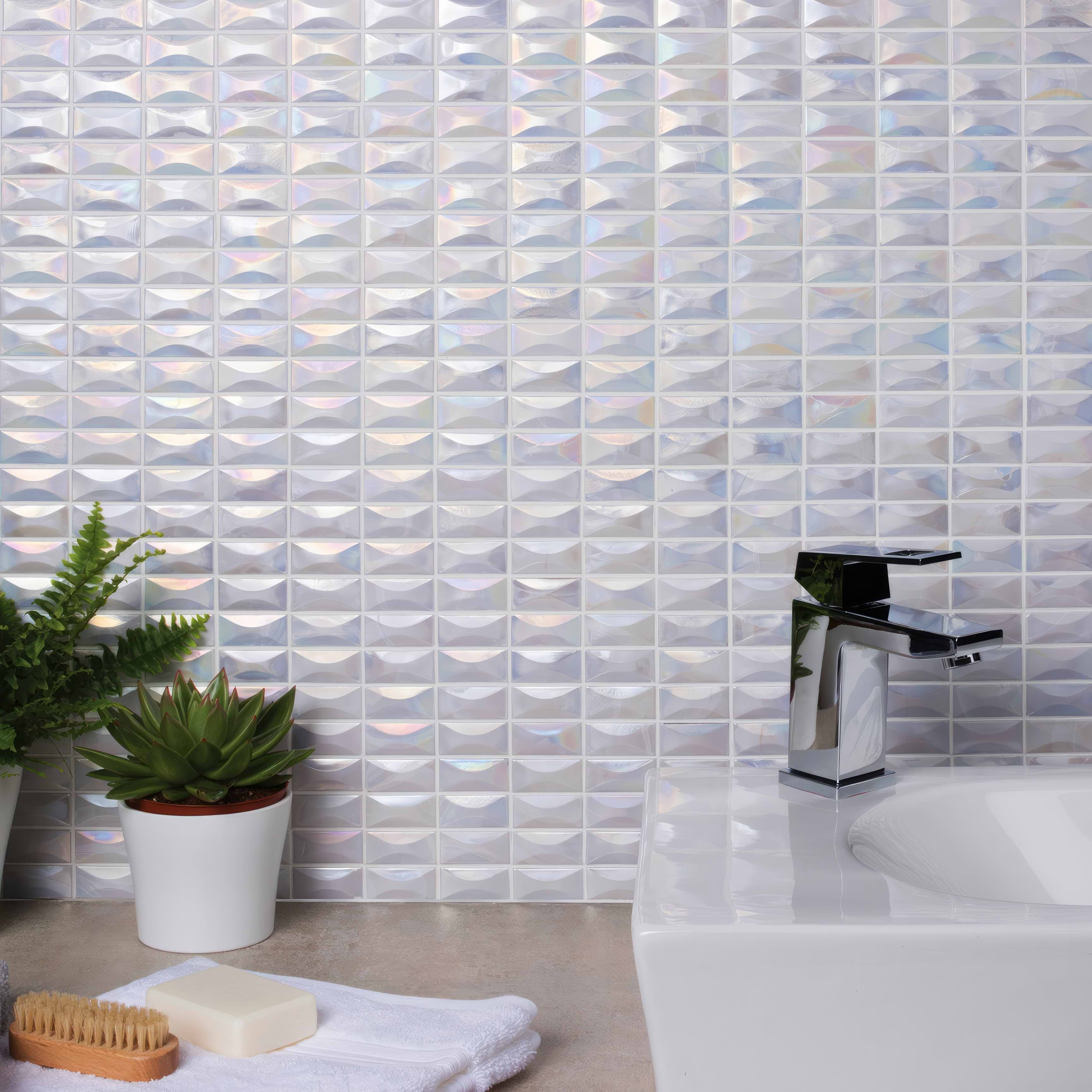 Ice Raised Rectangle Mosaic - Hyperion Tiles