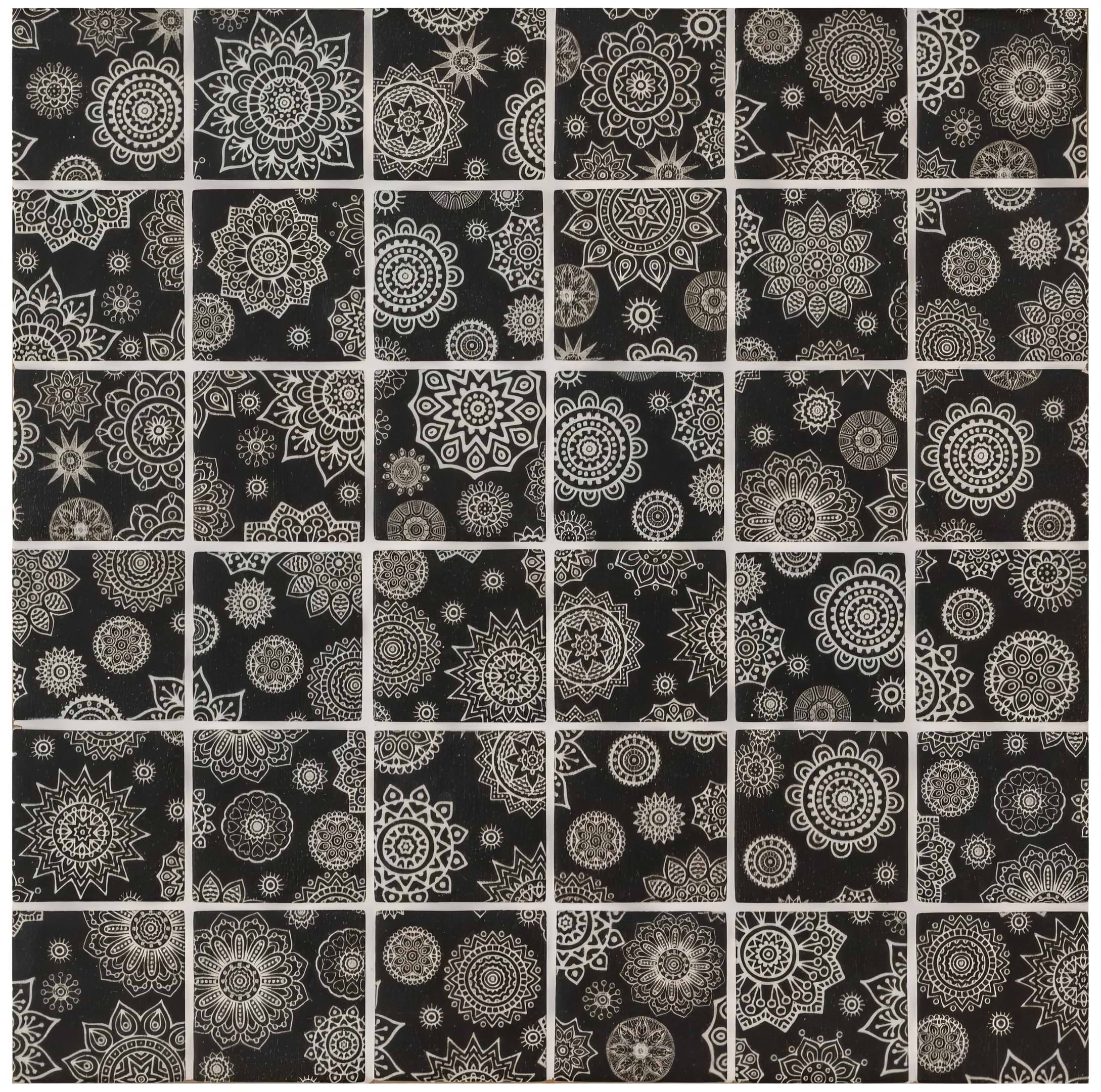Kaleidoscope Black And White Recycled Glass - Hyperion Tiles