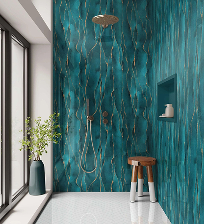 Shower Panel Kintsugi Turquoise By Hyperion Tiles