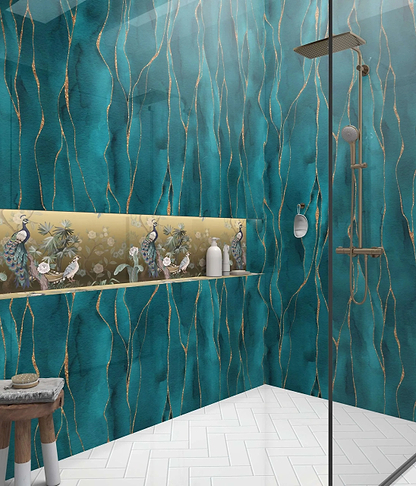 Shower Panel Kintsugi Turquoise By Hyperion Tiles