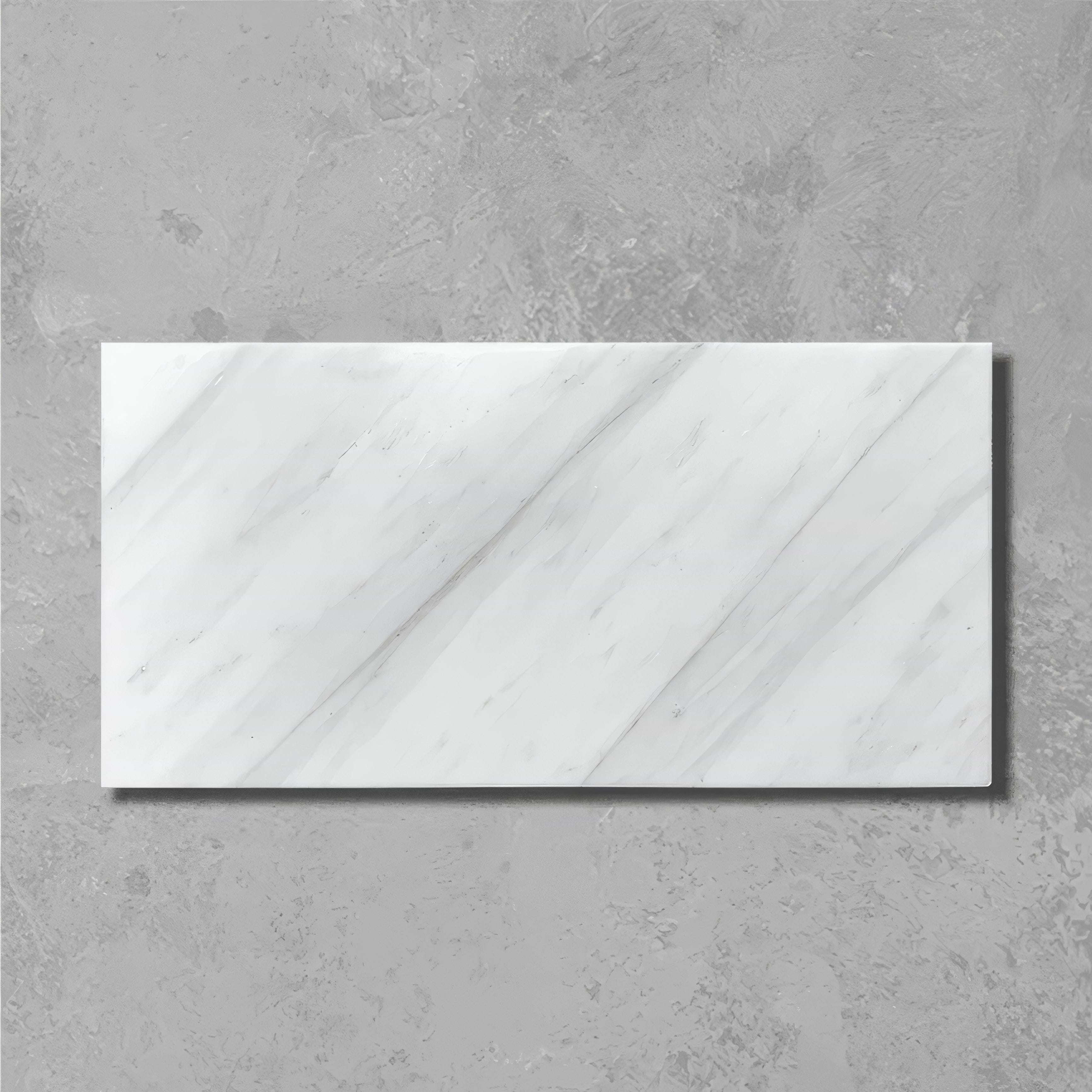 Large Rectangle White Honed Marble Tile - Hyperion Tiles