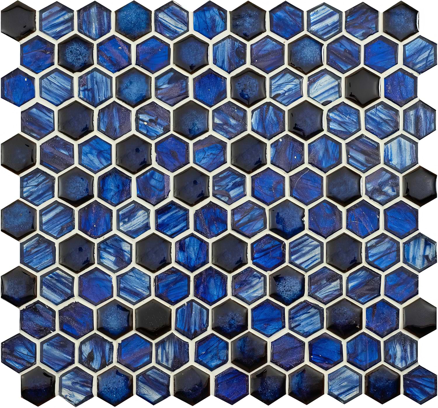 Lazuli Glass and Ceramic Hexagon Mosaic - Hyperion Tiles