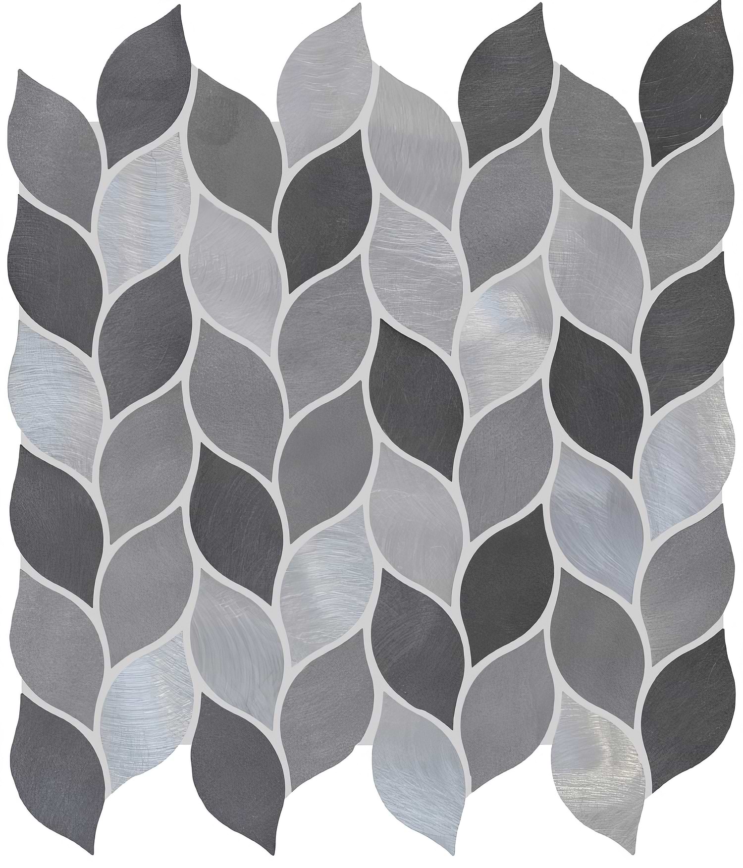Leaf Aluminium Mosaic Grey Silver Mix - Hyperion Tiles