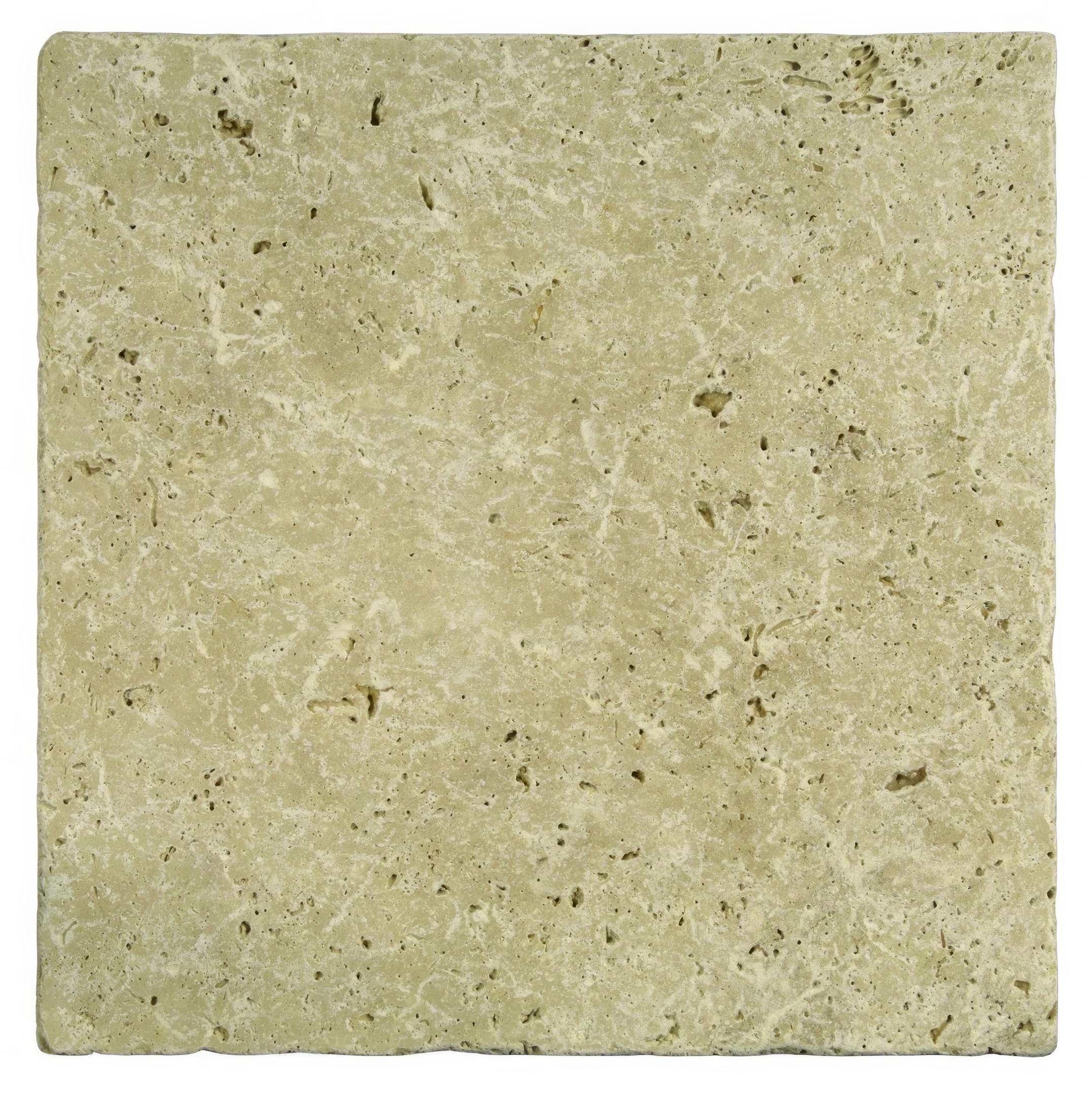 Levantine Ivory Unfilled & Tumbled Travertine 406 x 406mm - Hyperion Tiles