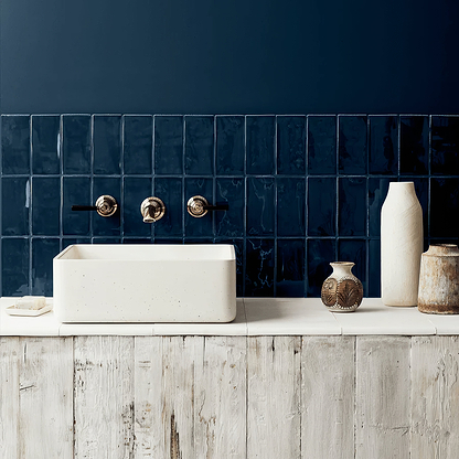 Little Greene Royal Navy Glazed Rectangle Tile - Hyperion Tiles