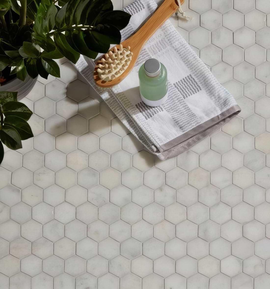Long Island Marble Small Hexagon Mosaic - Hyperion Tiles