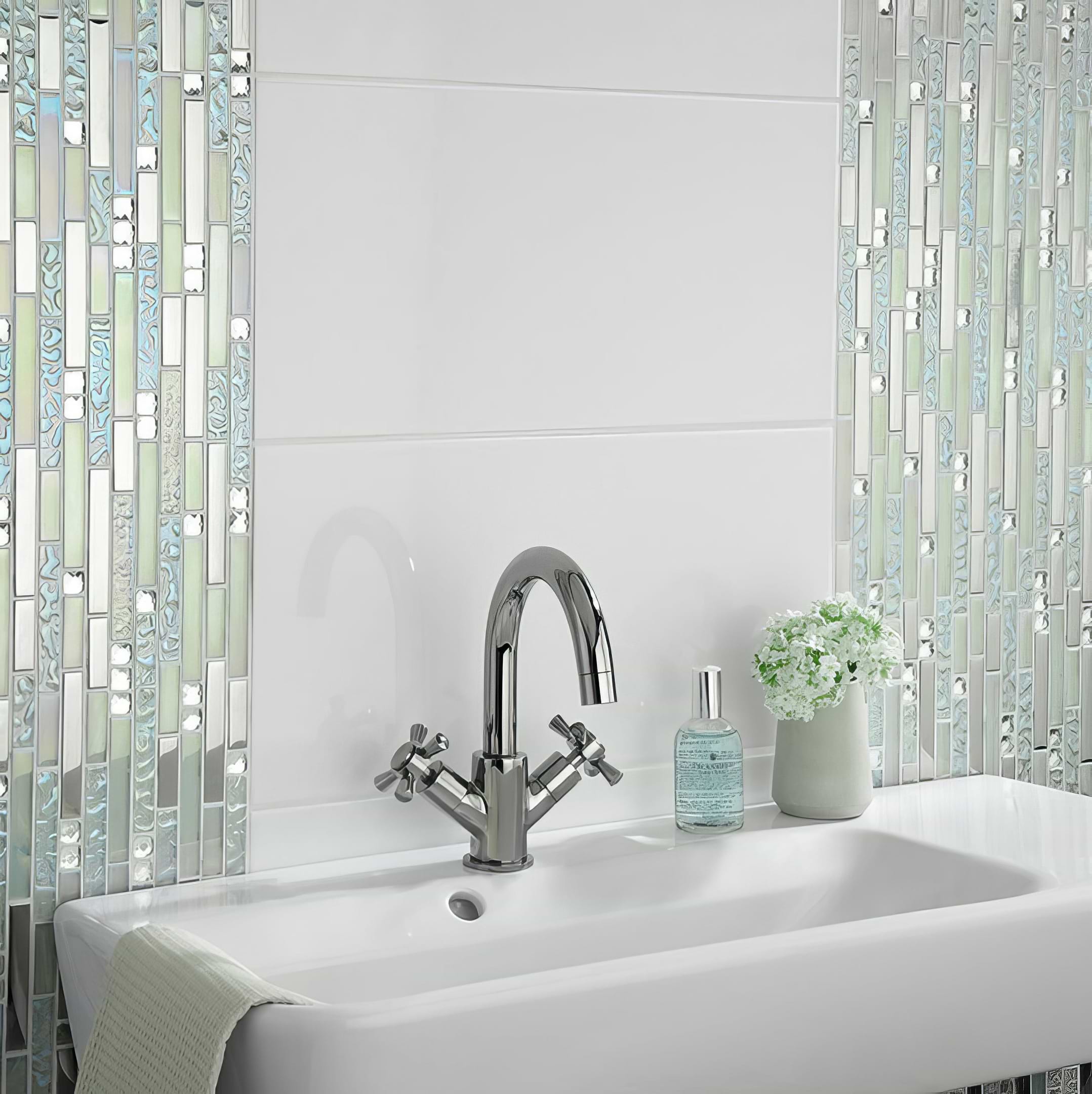 Lush Pearlescent Glass, Metal & Mirror Mix Random Mosaic - Hyperion Tiles