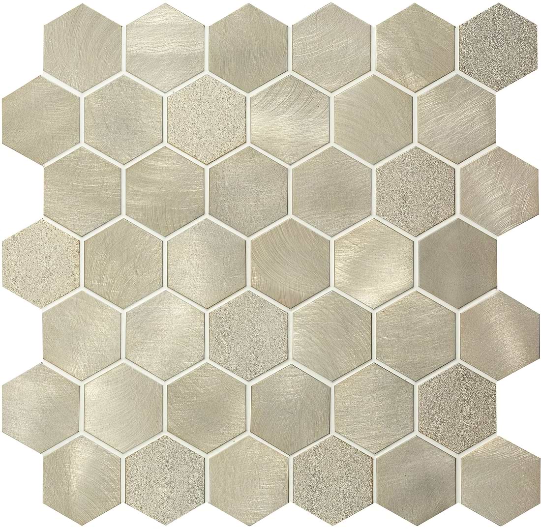 Mimas Gold Mixed Finish Hexagon Mosaic - Hyperion Tiles