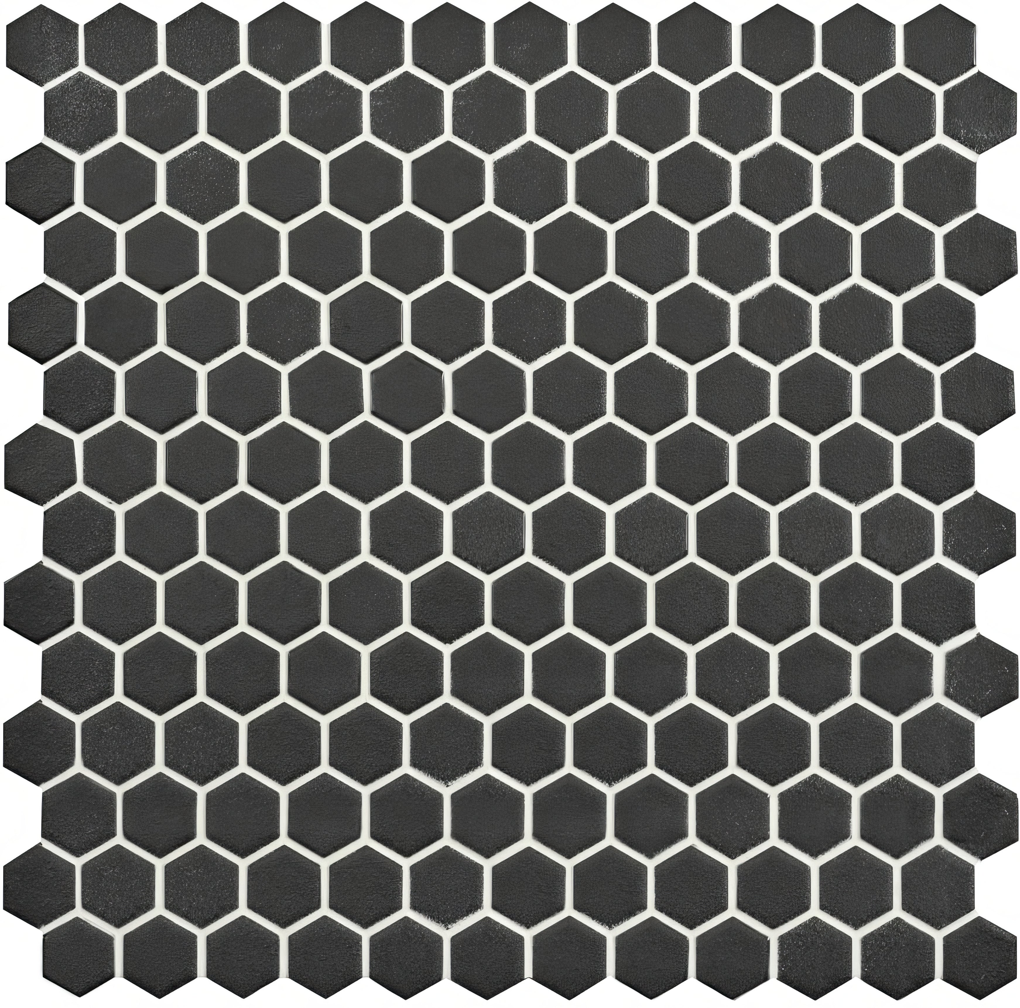 Mini Black Hexagon Slip Resistant - Hyperion Tiles