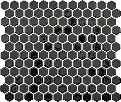 Mini Black Mixed Hexagon - Hyperion Tiles