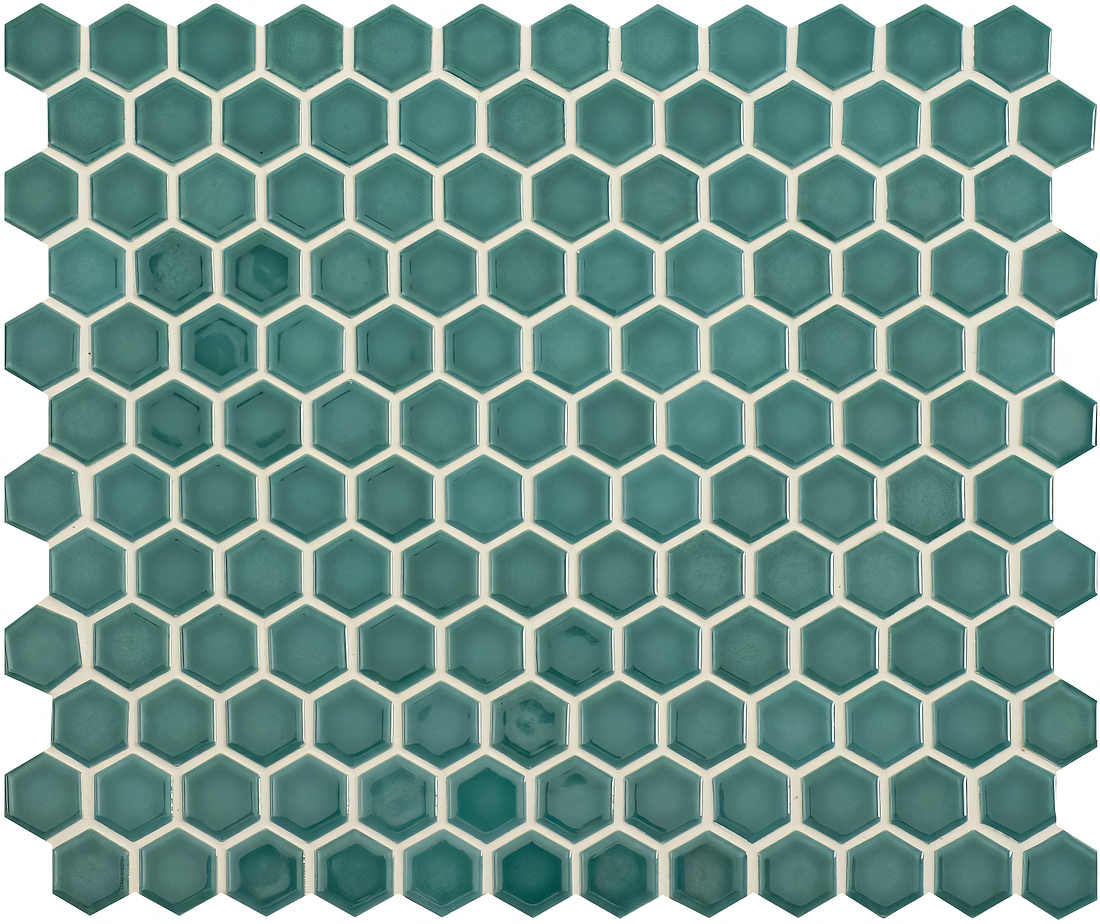 Mini Green Gloss Hexagon - Hyperion Tiles