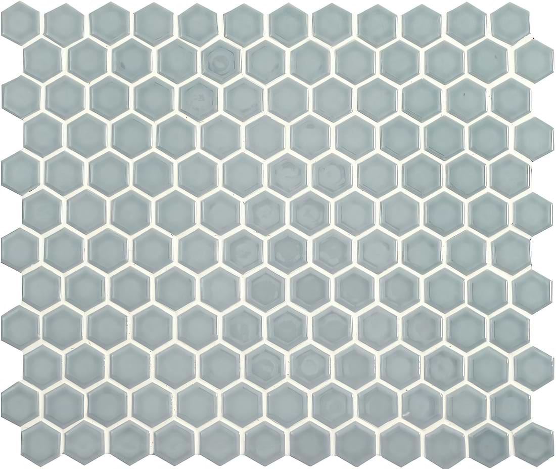 Mini Light Grey Gloss Hexagon - Hyperion Tiles